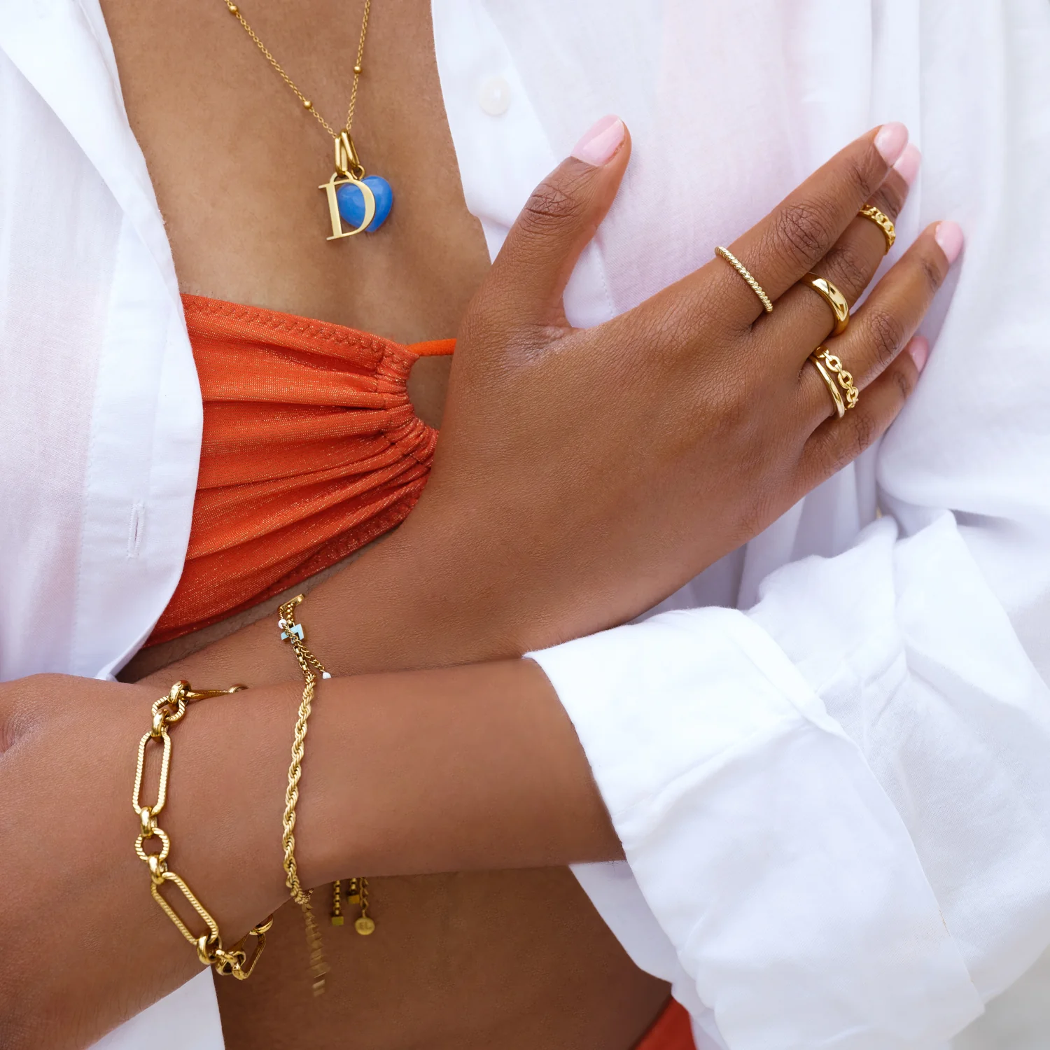 Figaro Chain Bracelet (Gold) - Image 8