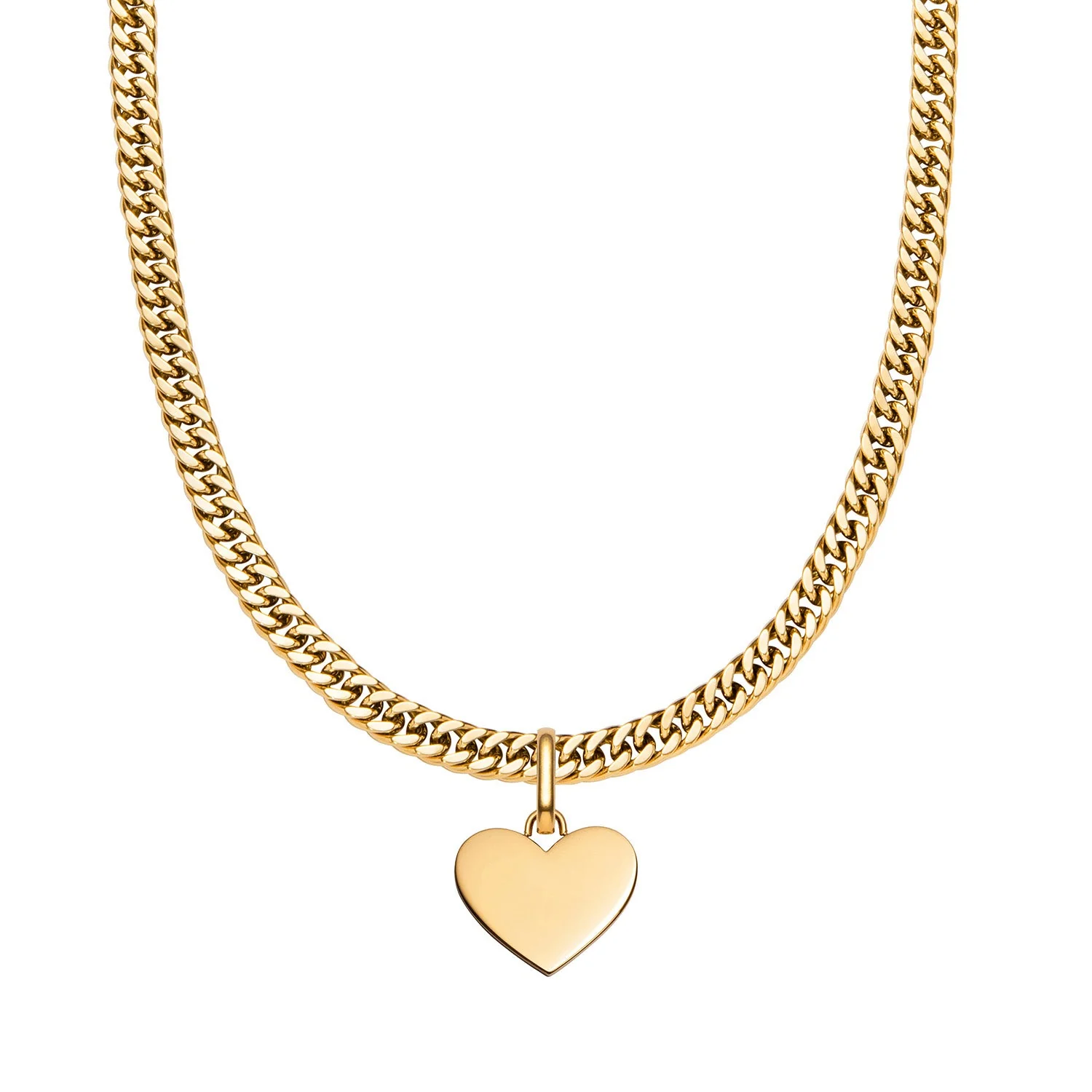 Heart Curb Chain Necklace (Gold) - Image 11