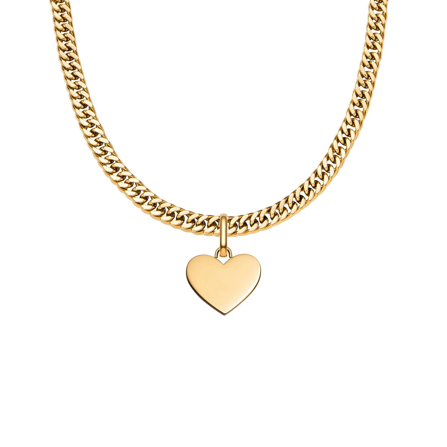 Heart Curb Chain Necklace (Gold) - Image 14