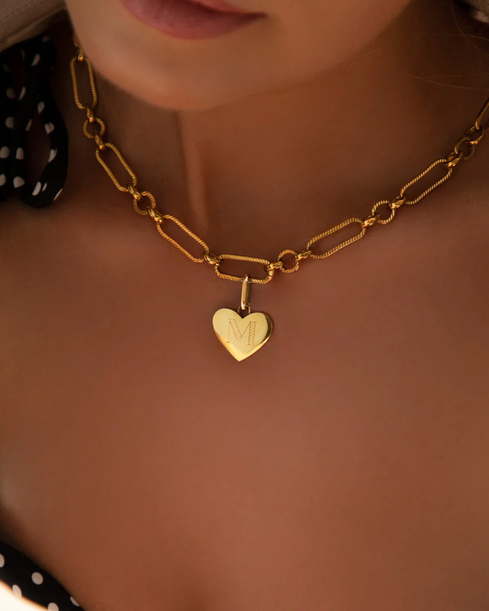 Heart Figaro Chain Necklace (Gold) - Image 3