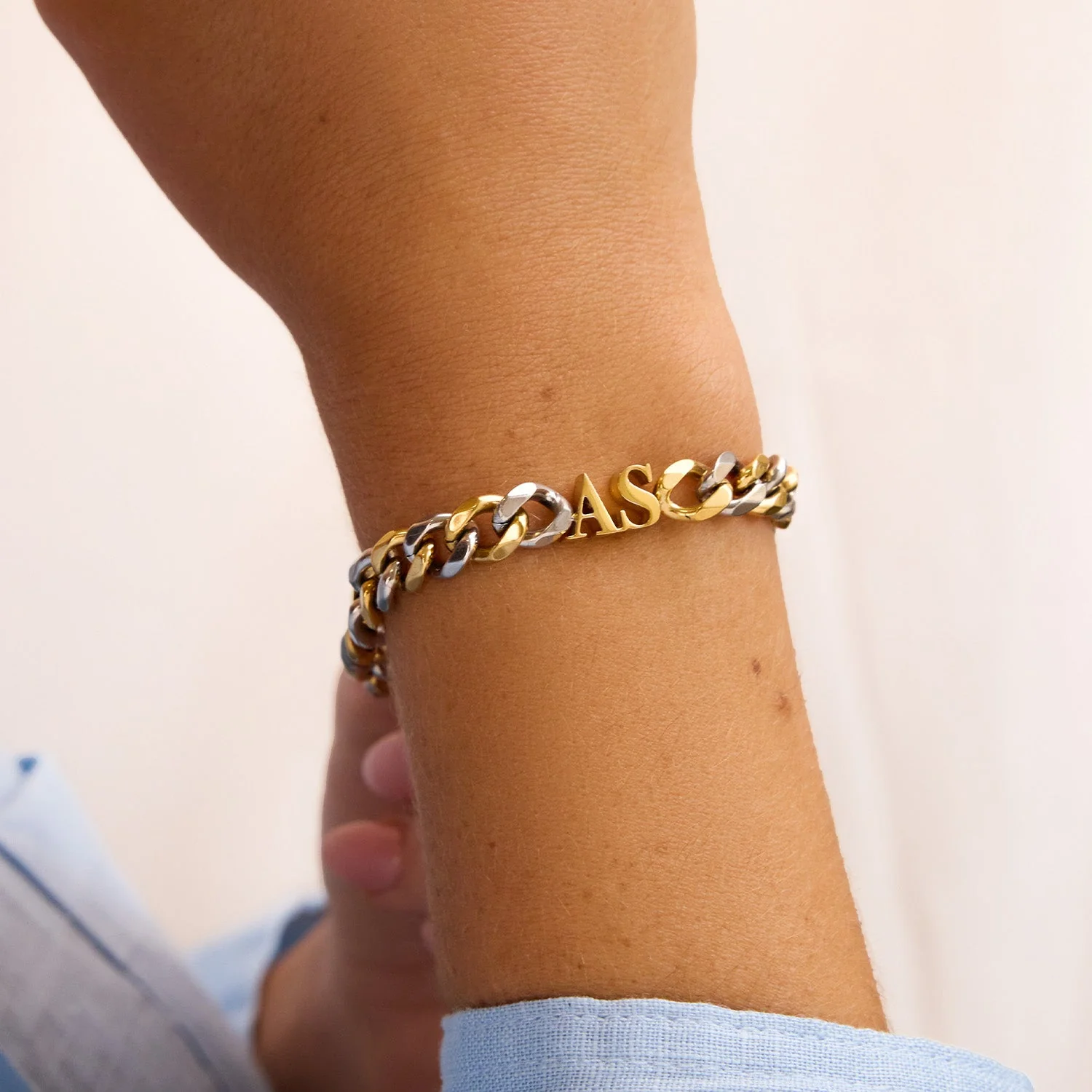 Initial Curb Bracelet (Gold/Silver) - Image 5