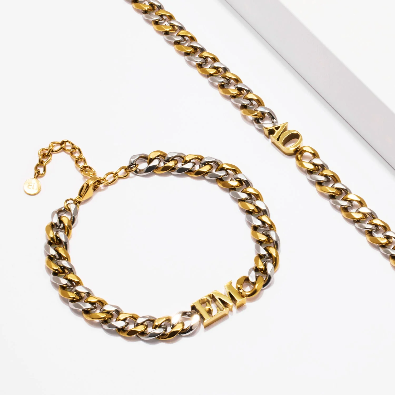 Initial Curb Bracelet (Gold/Silver) - Image 6