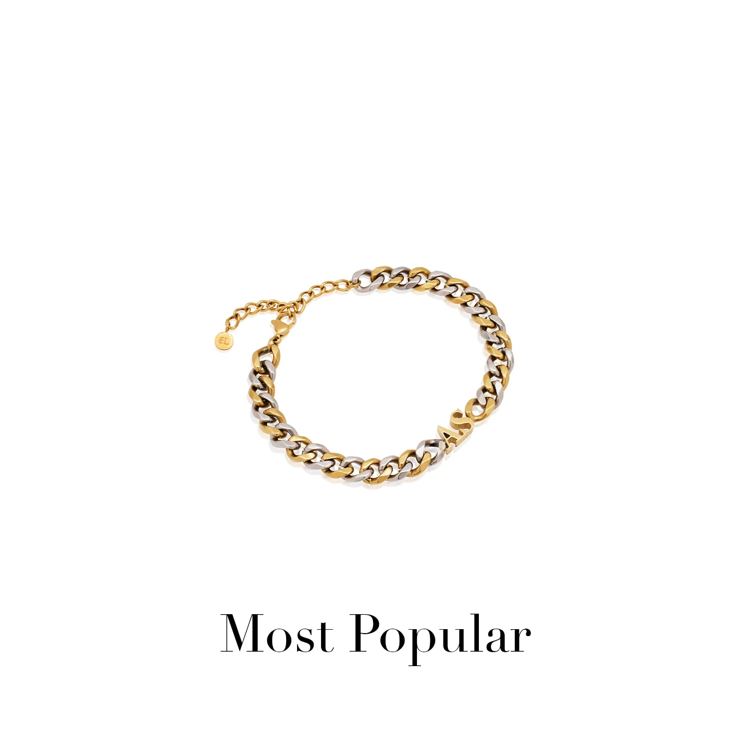 Initial Curb Bracelet (Gold/Silver) - Image 8