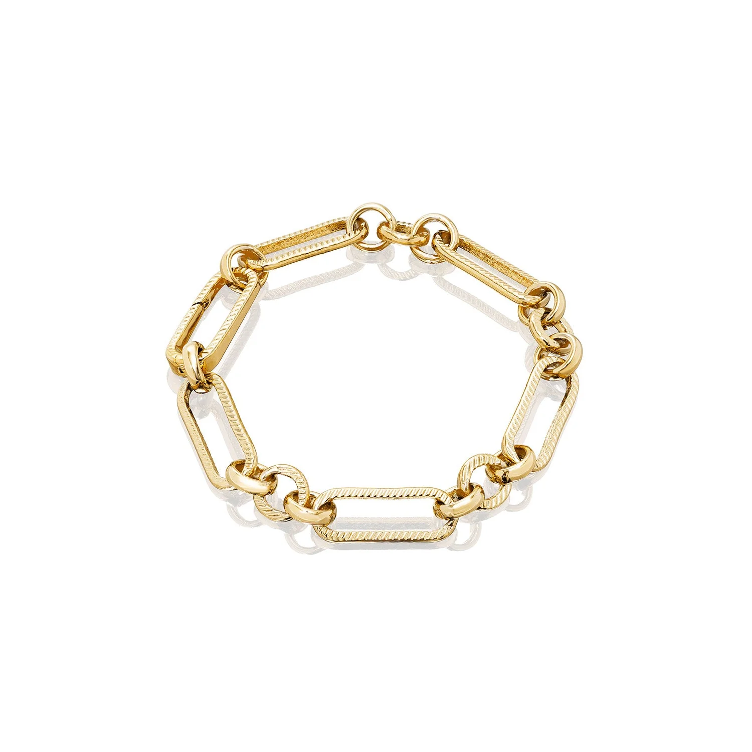 Letter & Birthstone Figaro Chain Bracelet (Gold) - Image 9