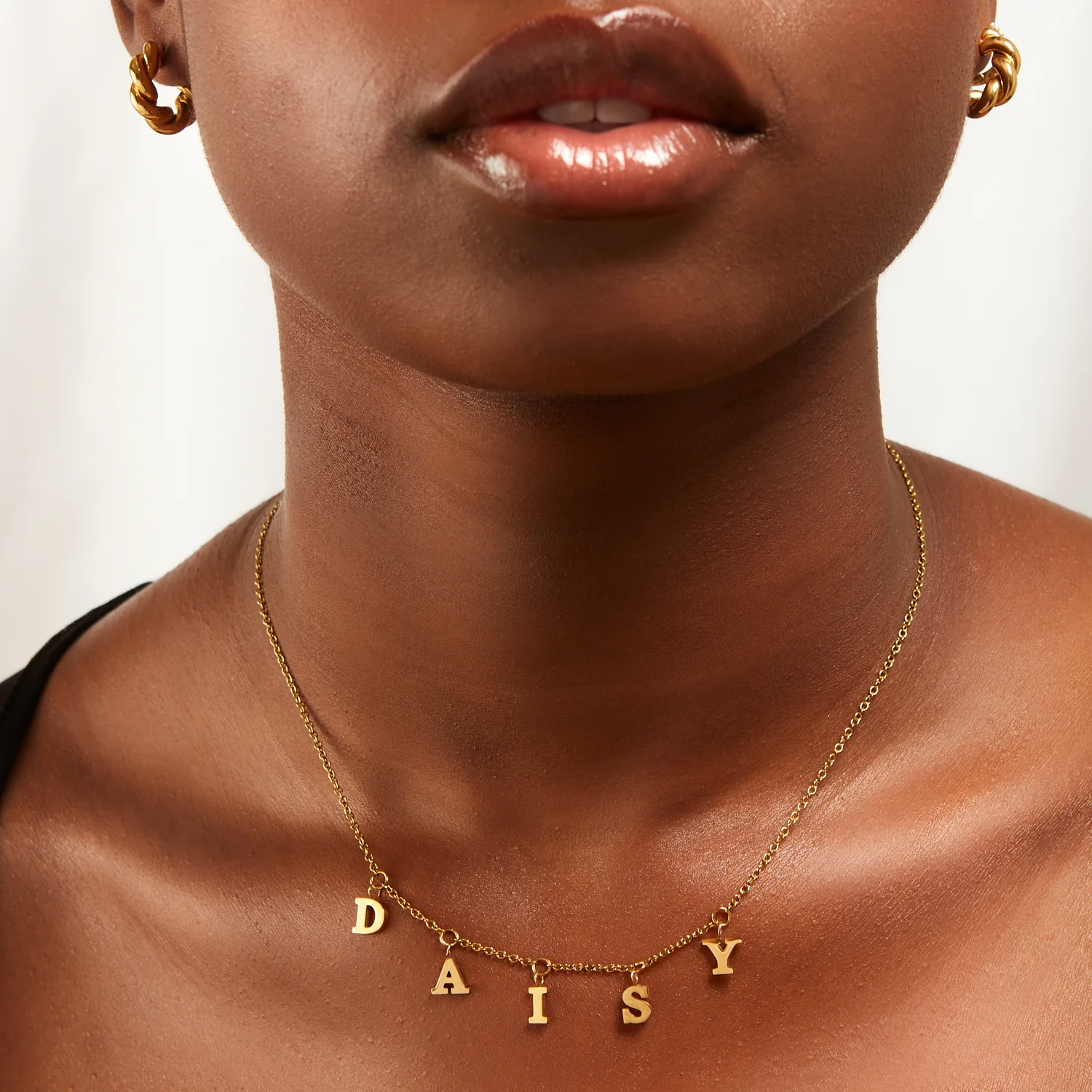 Mini Hanging Letter Name Necklace (Gold) - Image 4