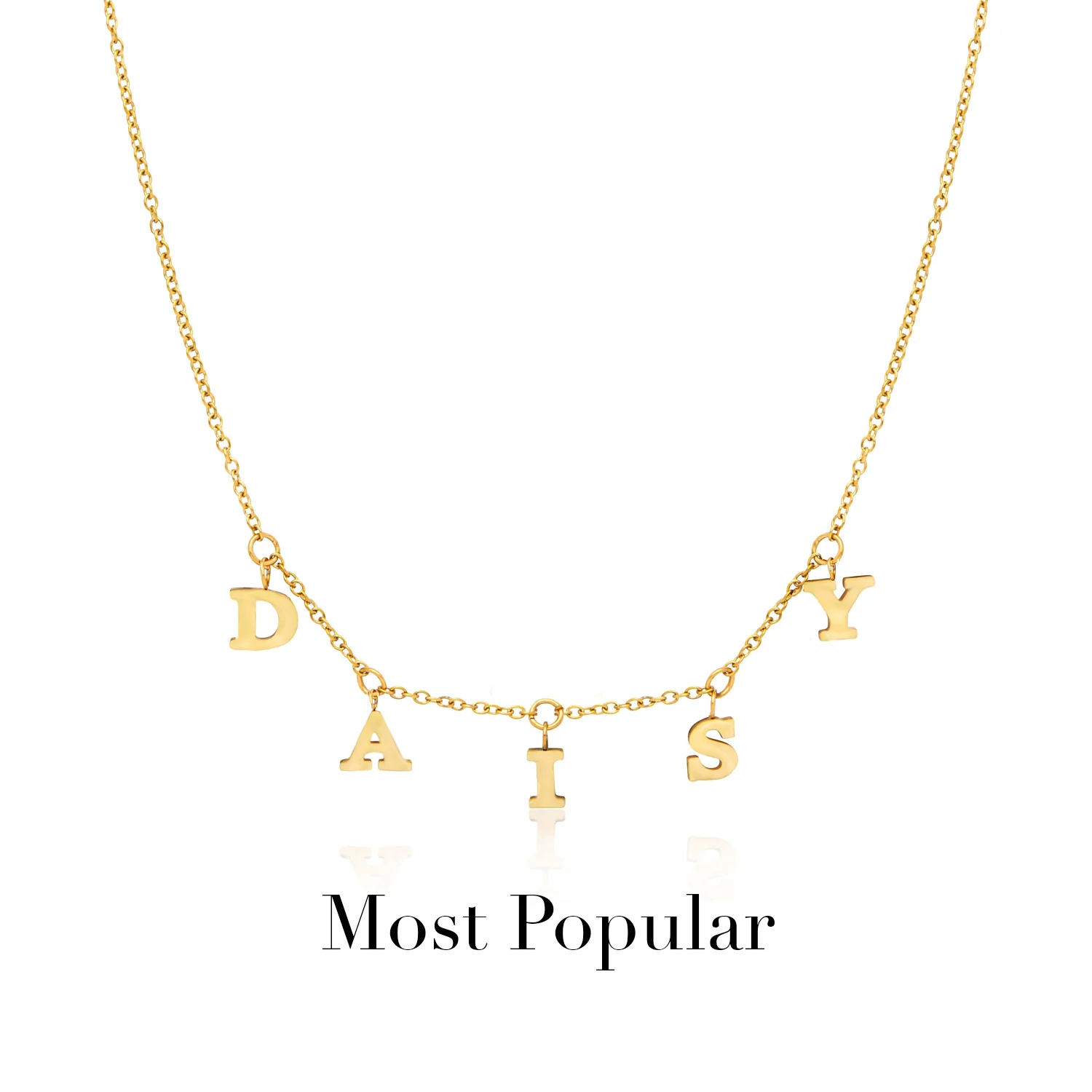 Mini Hanging Letter Name Necklace (Gold) - Image 7