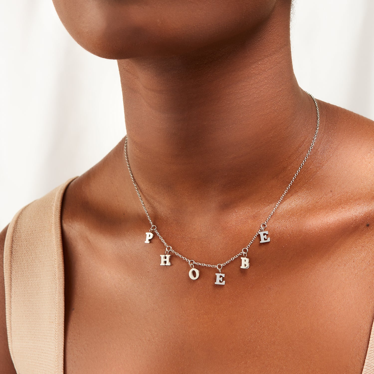 Mini Hanging Letter Name Necklace (Silver) - Image 4