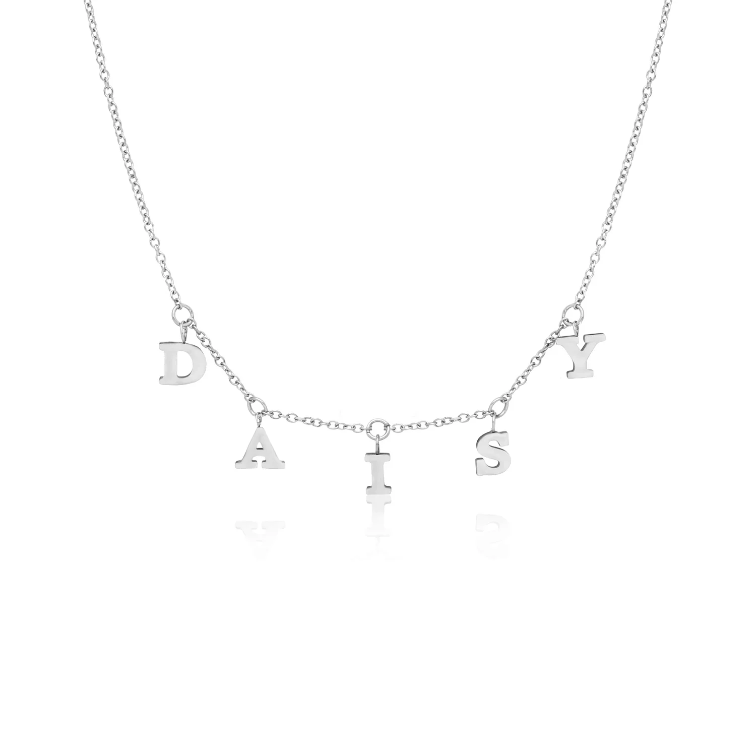 Mini Hanging Letter Name Necklace (Silver) - Image 5