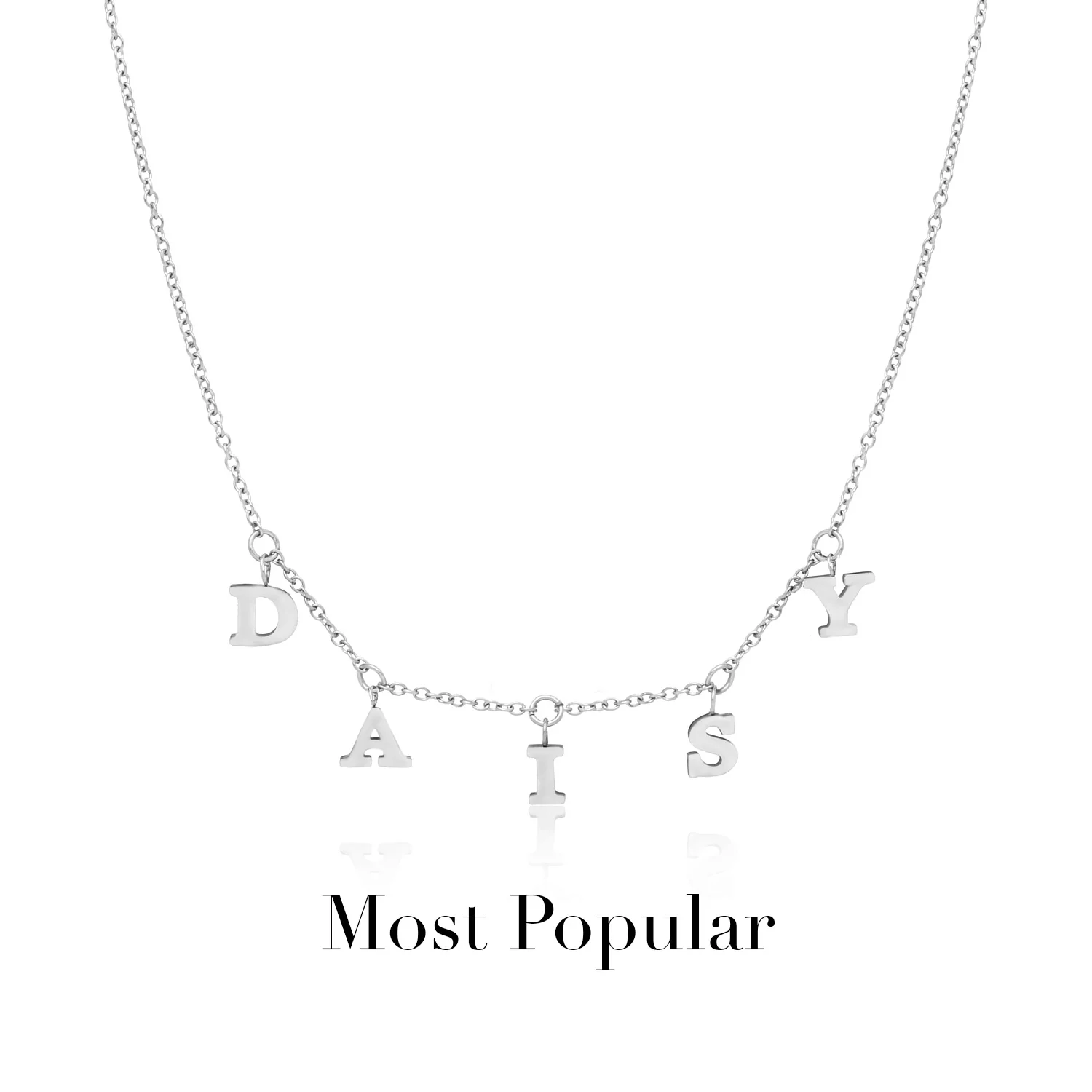 Mini Hanging Letter Name Necklace (Silver) - Image 6
