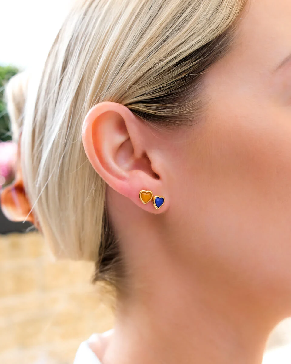 Mini Heart Birthstone Stud Earrings (Gold) - Image 3