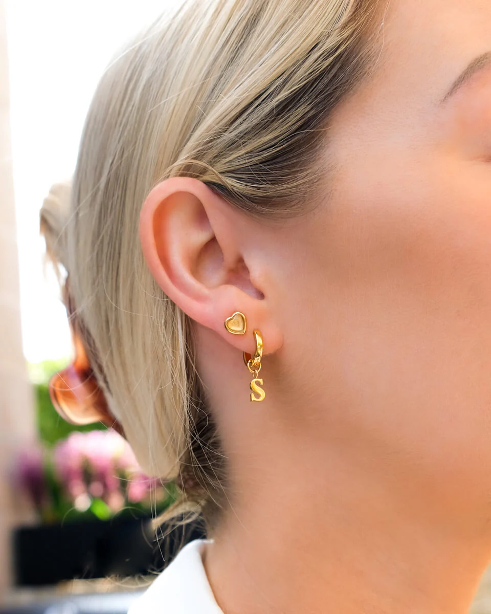 Mini Heart Birthstone Stud Earrings (Gold) - Image 4