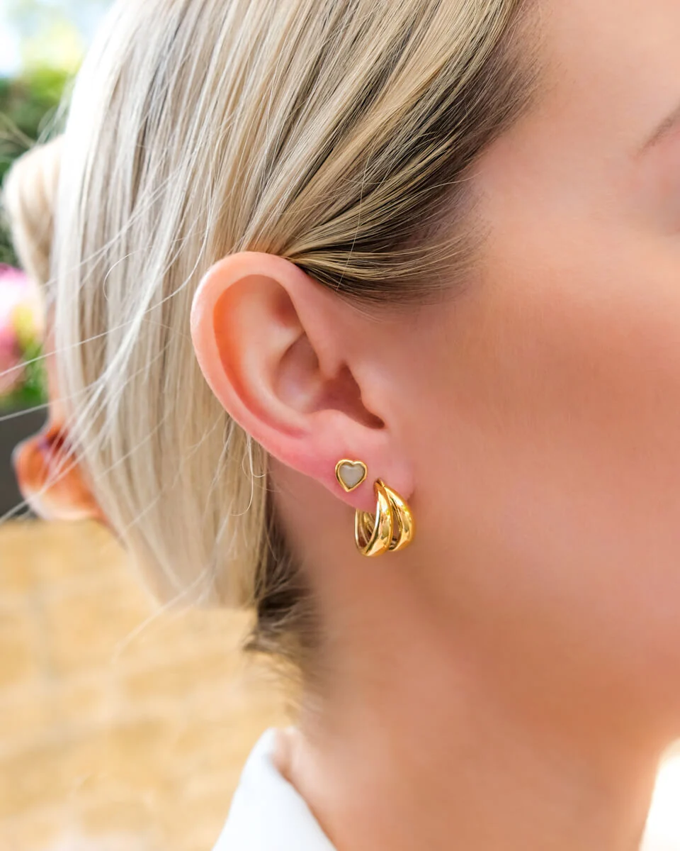 Mini Heart Birthstone Stud Earrings (Gold) - Image 5