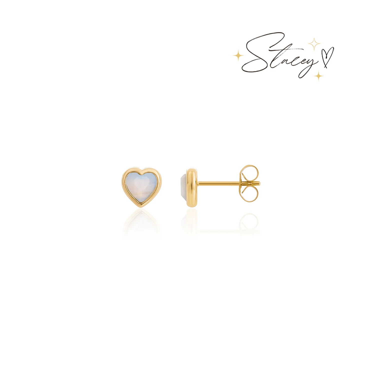 Mini Heart Birthstone Stud Earrings (Gold) - Image 6