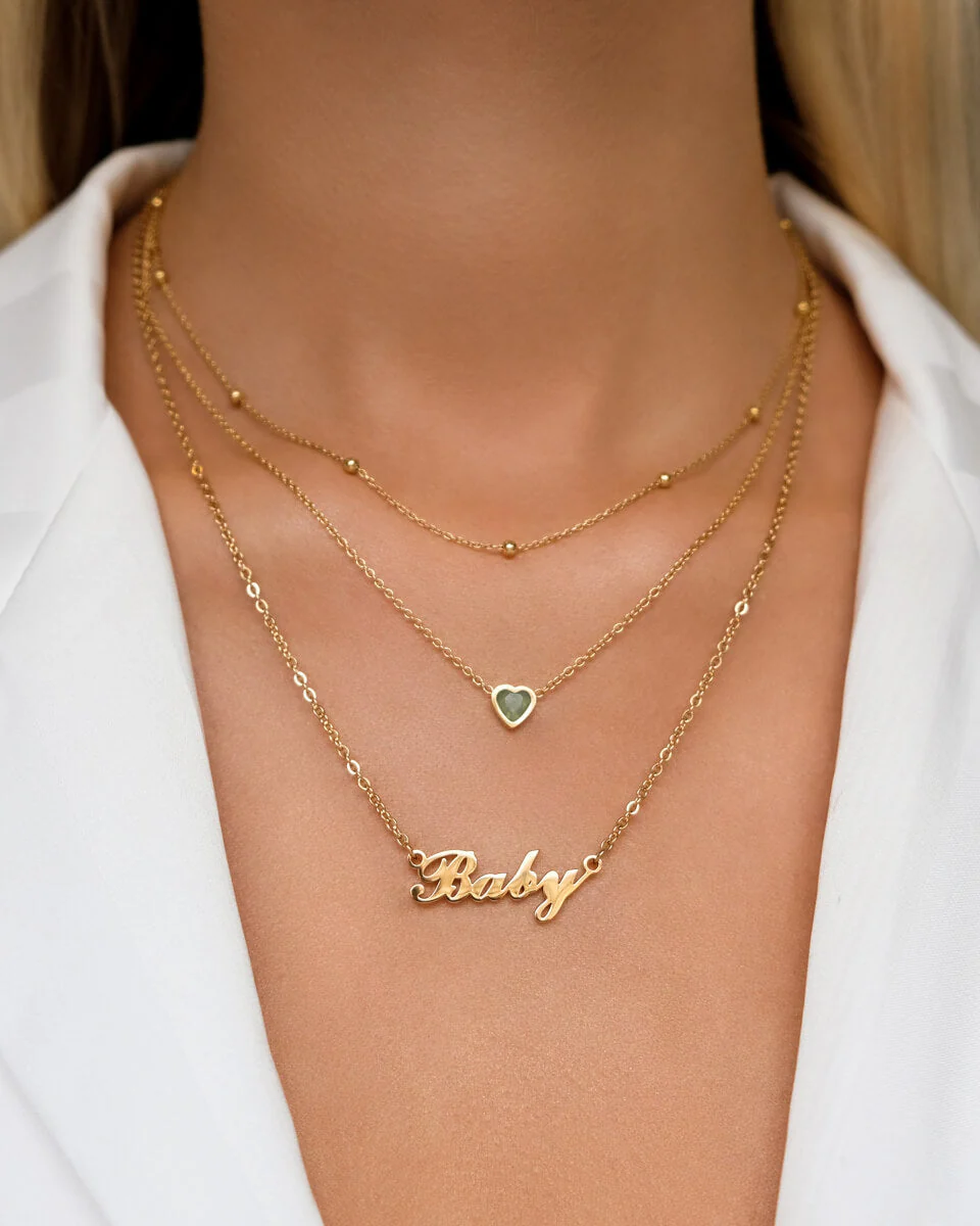 Mini Heart Birthstone Necklace (Gold) - Image 7