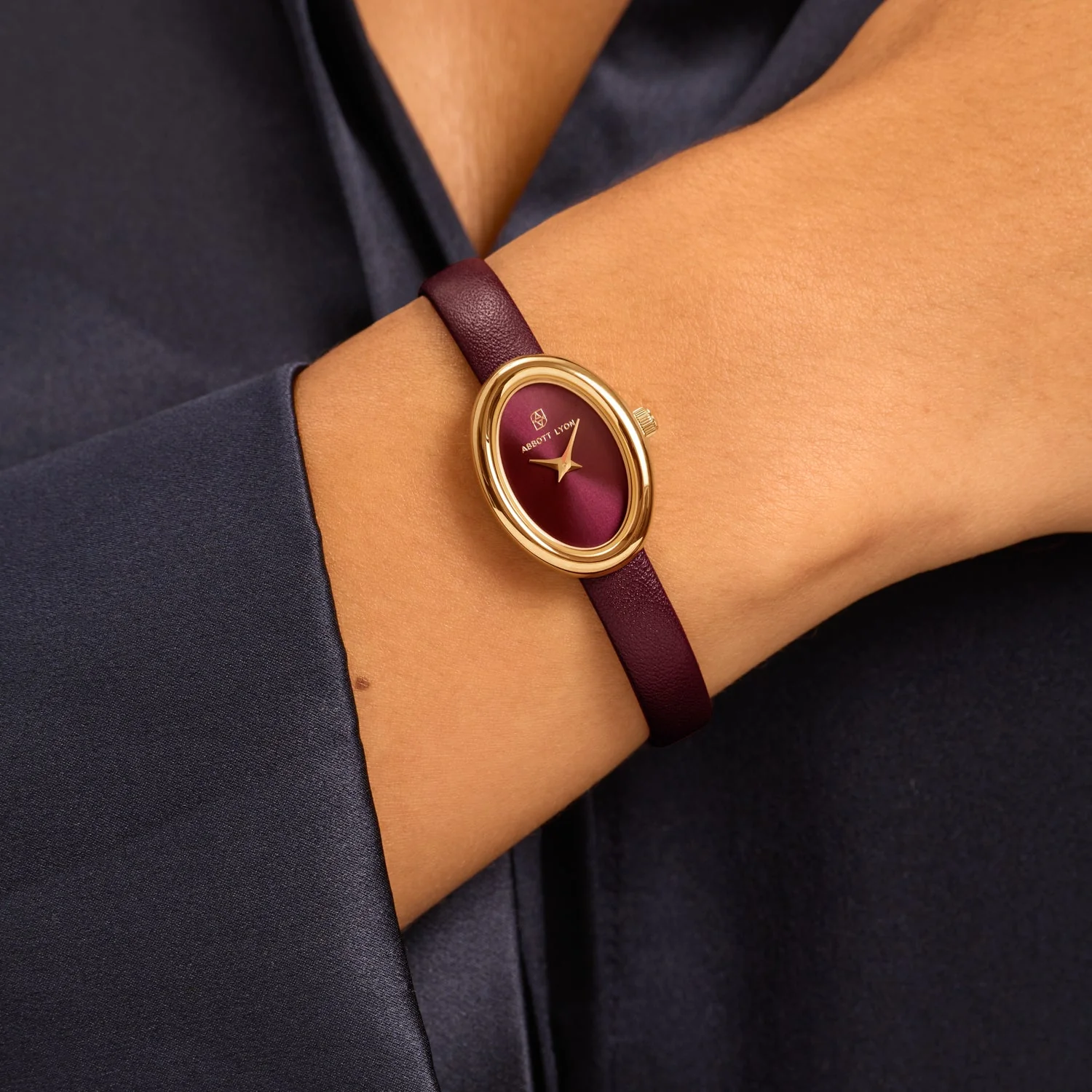 Monroe Leather Watch & Bangle Set (Burgundy/Gold) - Image 4
