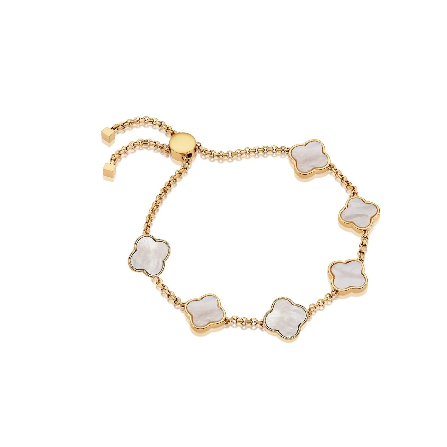 Pearl Clover Custom Name Bracelet (Gold) - Image 13