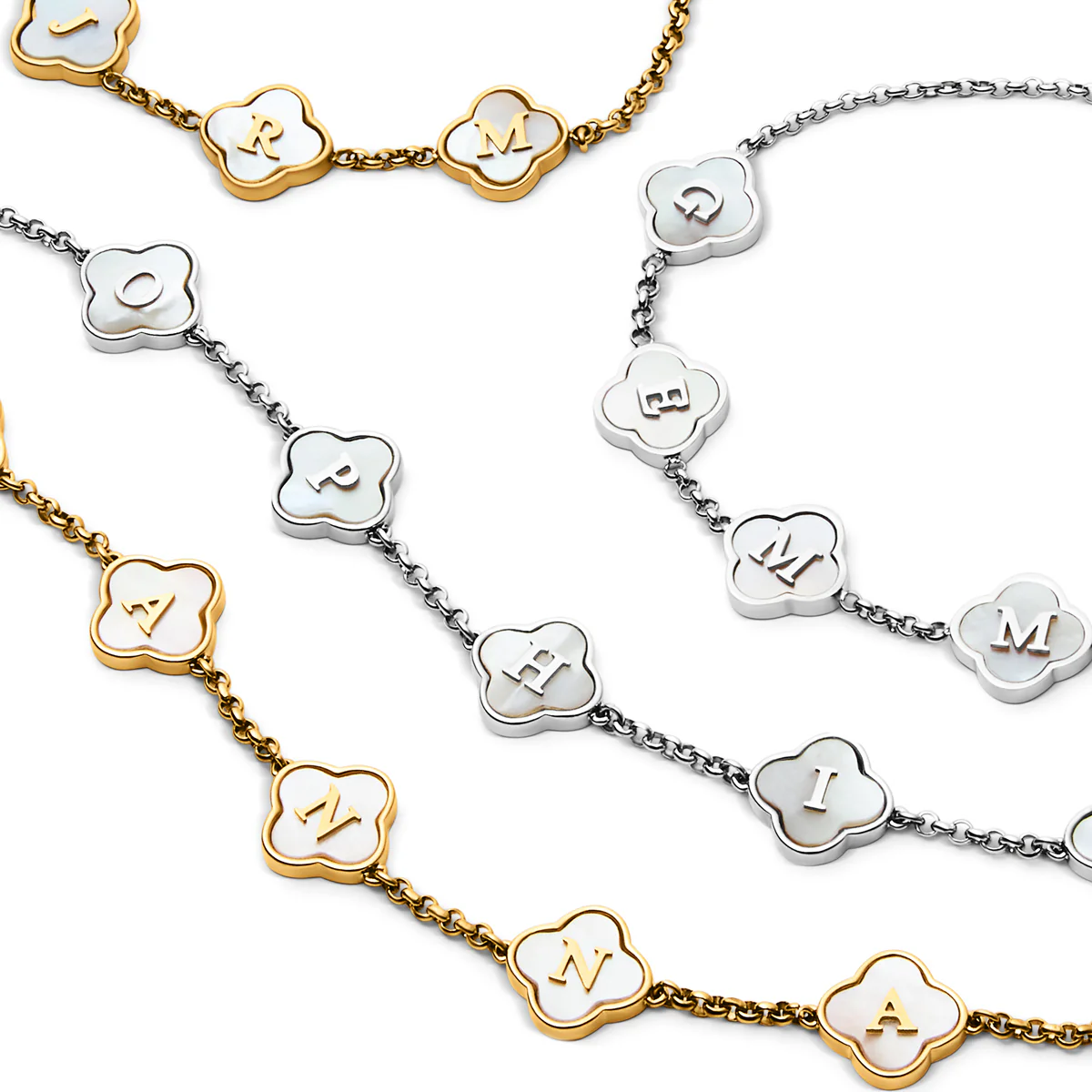 Pearl Clover Custom Name Bracelet (Gold) - Image 5