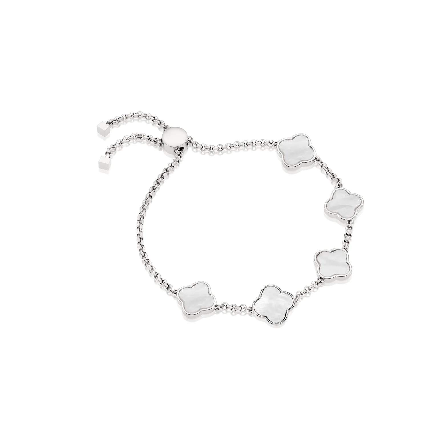Pearl Clover Custom Name Bracelet (Silver) - Image 10