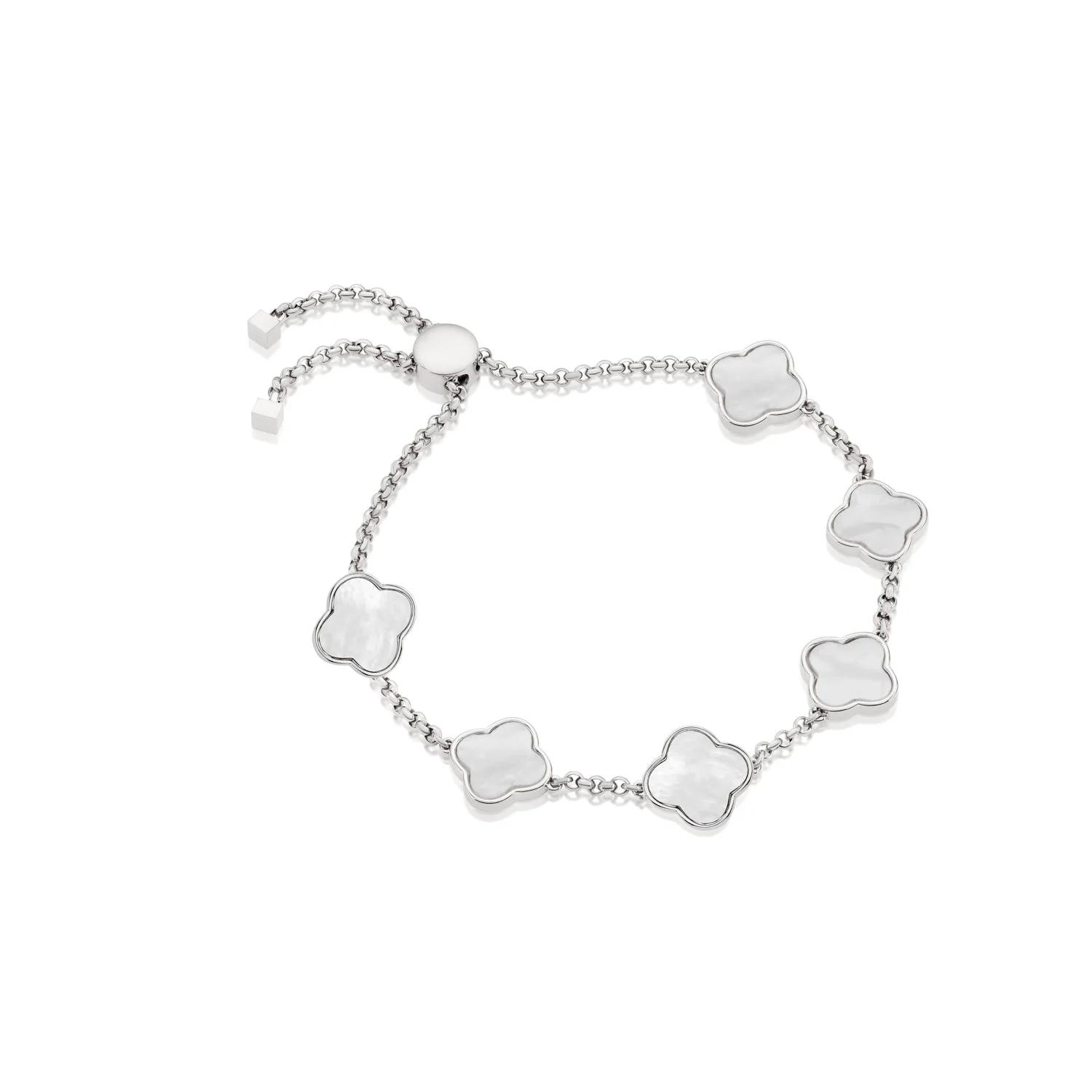 Pearl Clover Custom Name Bracelet (Silver) - Image 11