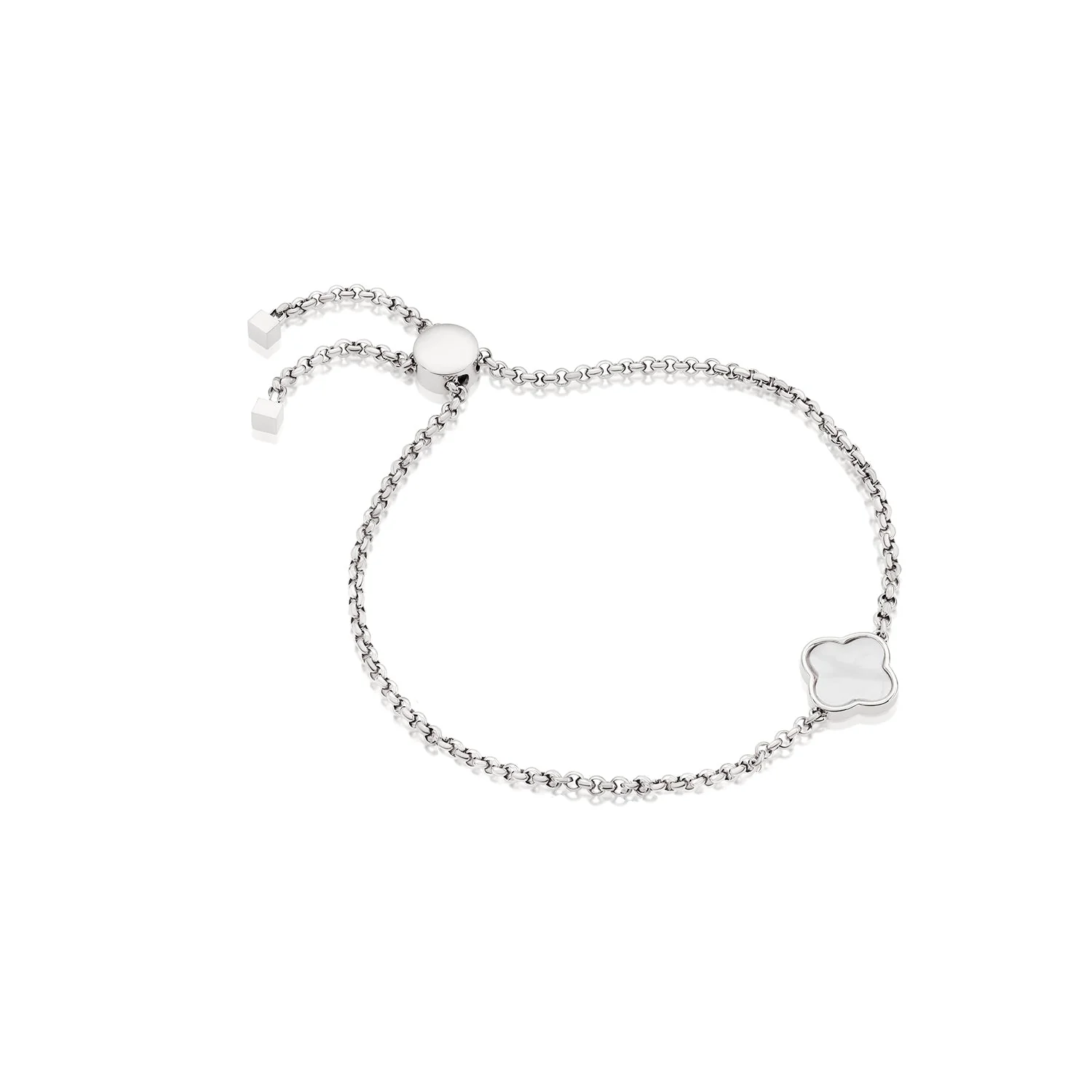 Pearl Clover Custom Name Bracelet (Silver) - Image 6