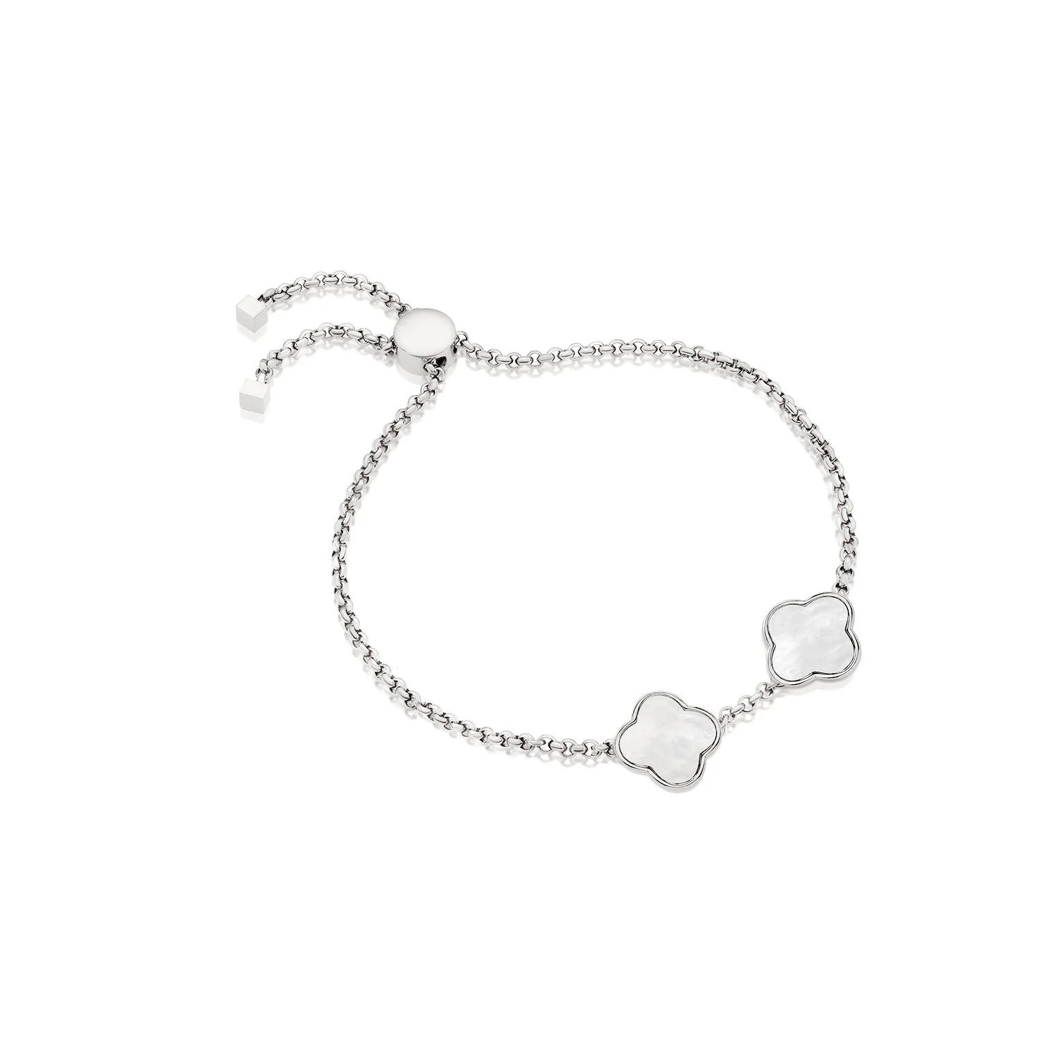 Pearl Clover Custom Name Bracelet (Silver) - Image 7
