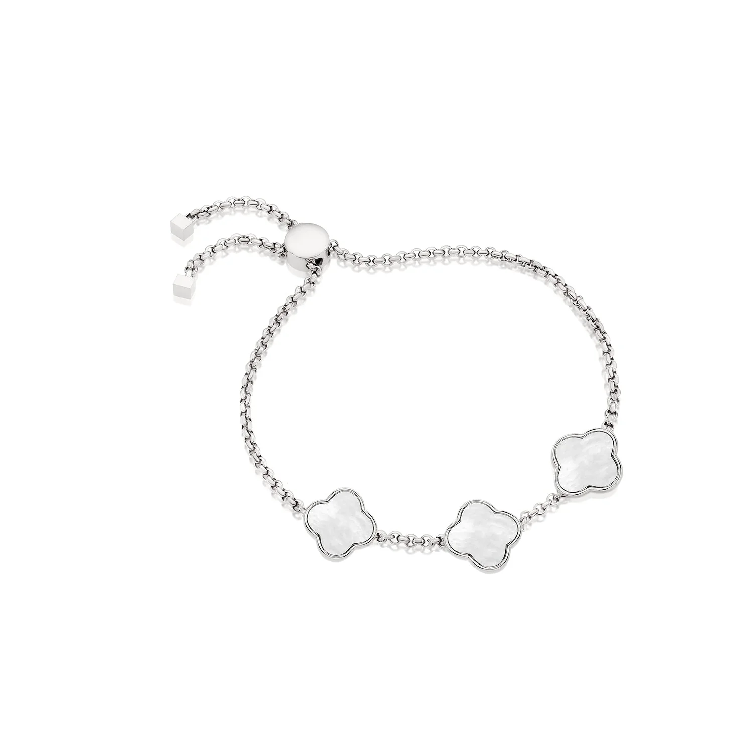Pearl Clover Custom Name Bracelet (Silver) - Image 8
