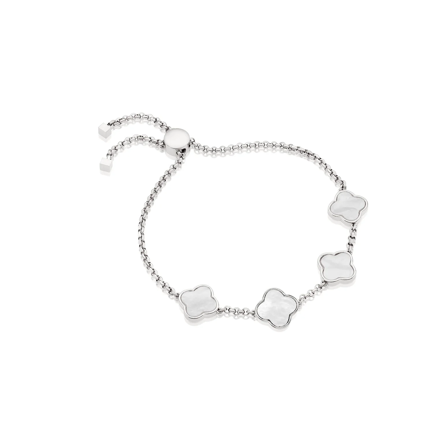 Pearl Clover Custom Name Bracelet (Silver) - Image 9