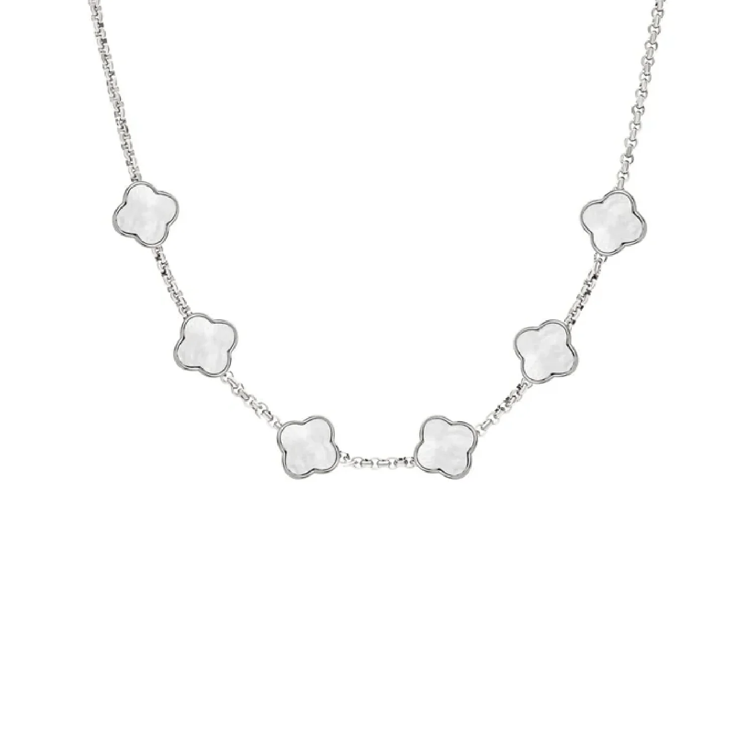 Pearl Clover Custom Name Necklace (Silver) - Image 10