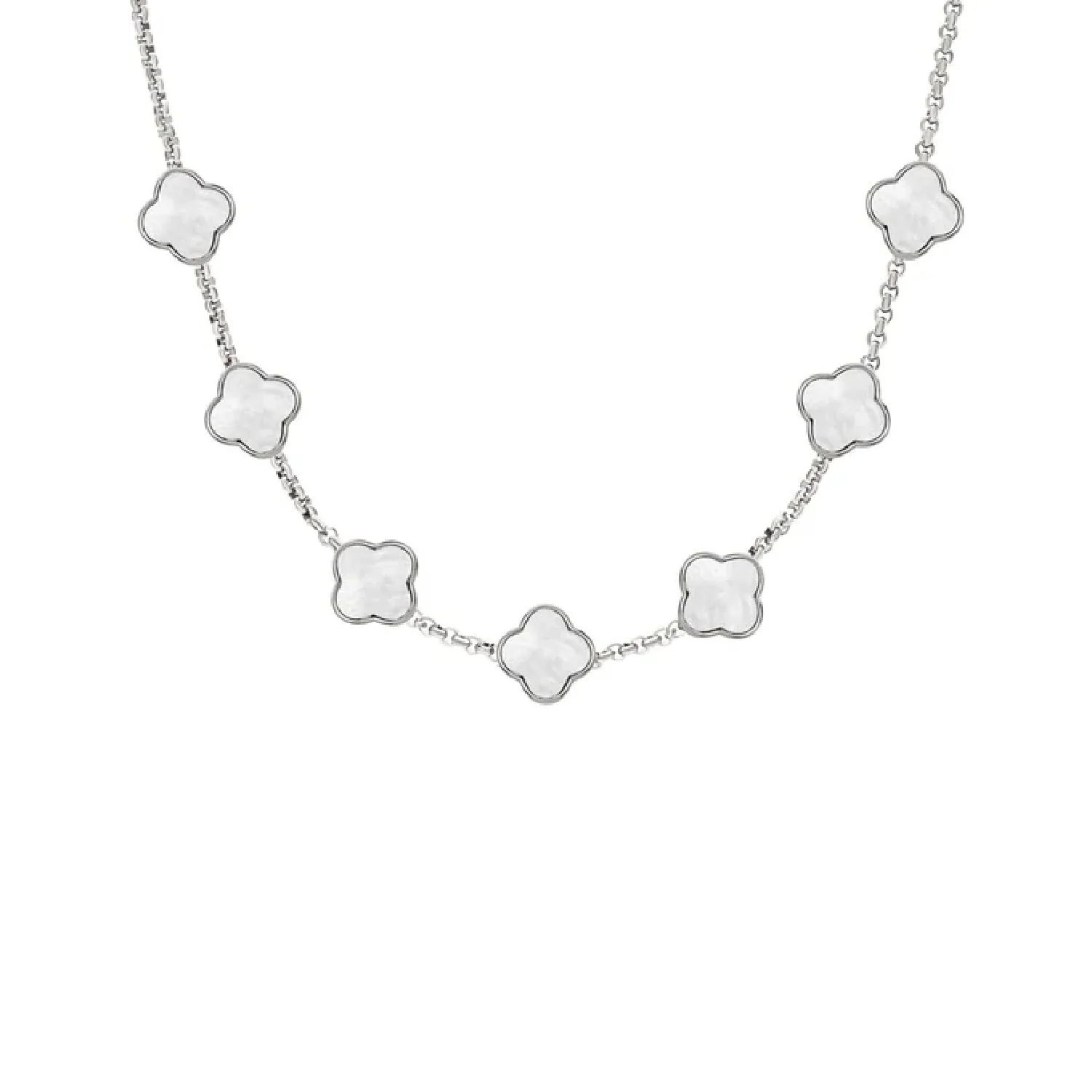 Pearl Clover Custom Name Necklace (Silver) - Image 11