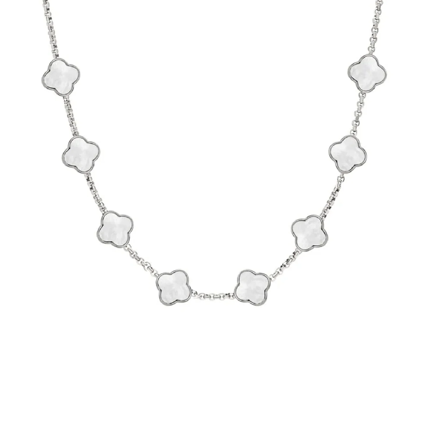 Pearl Clover Custom Name Necklace (Silver) - Image 12