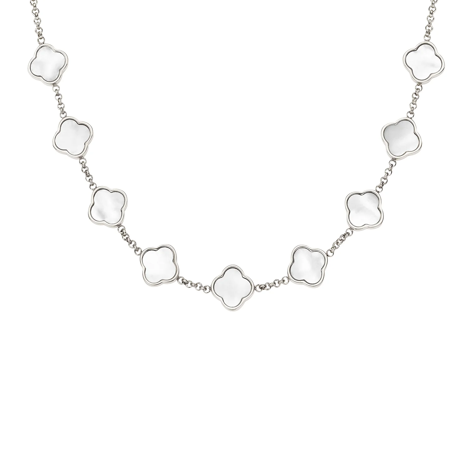 Pearl Clover Custom Name Necklace (Silver) - Image 13