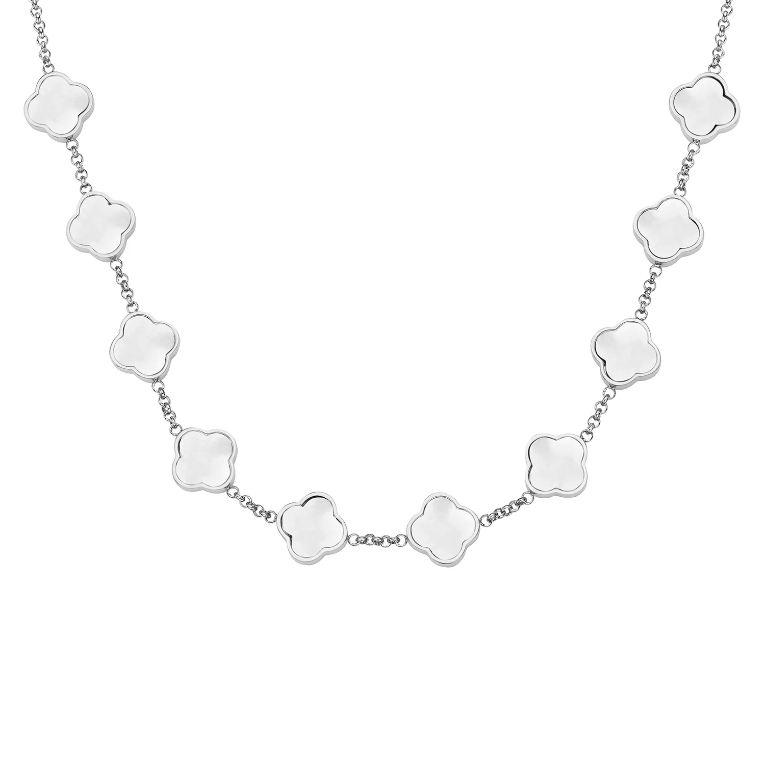 Pearl Clover Custom Name Necklace (Silver) - Image 14