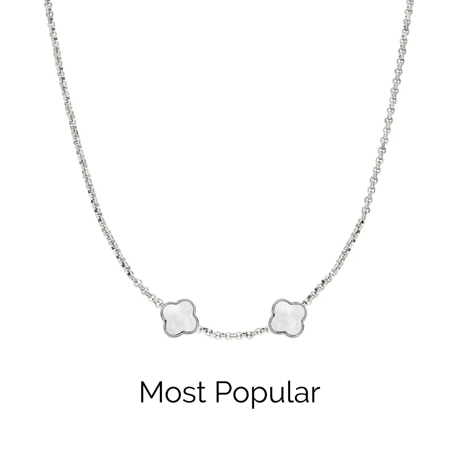 Pearl Clover Custom Name Necklace (Silver) - Image 16