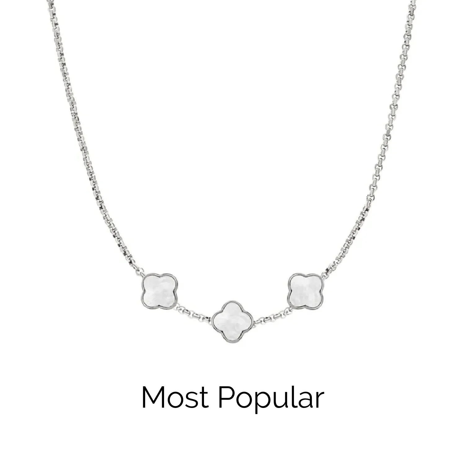 Pearl Clover Custom Name Necklace (Silver) - Image 17