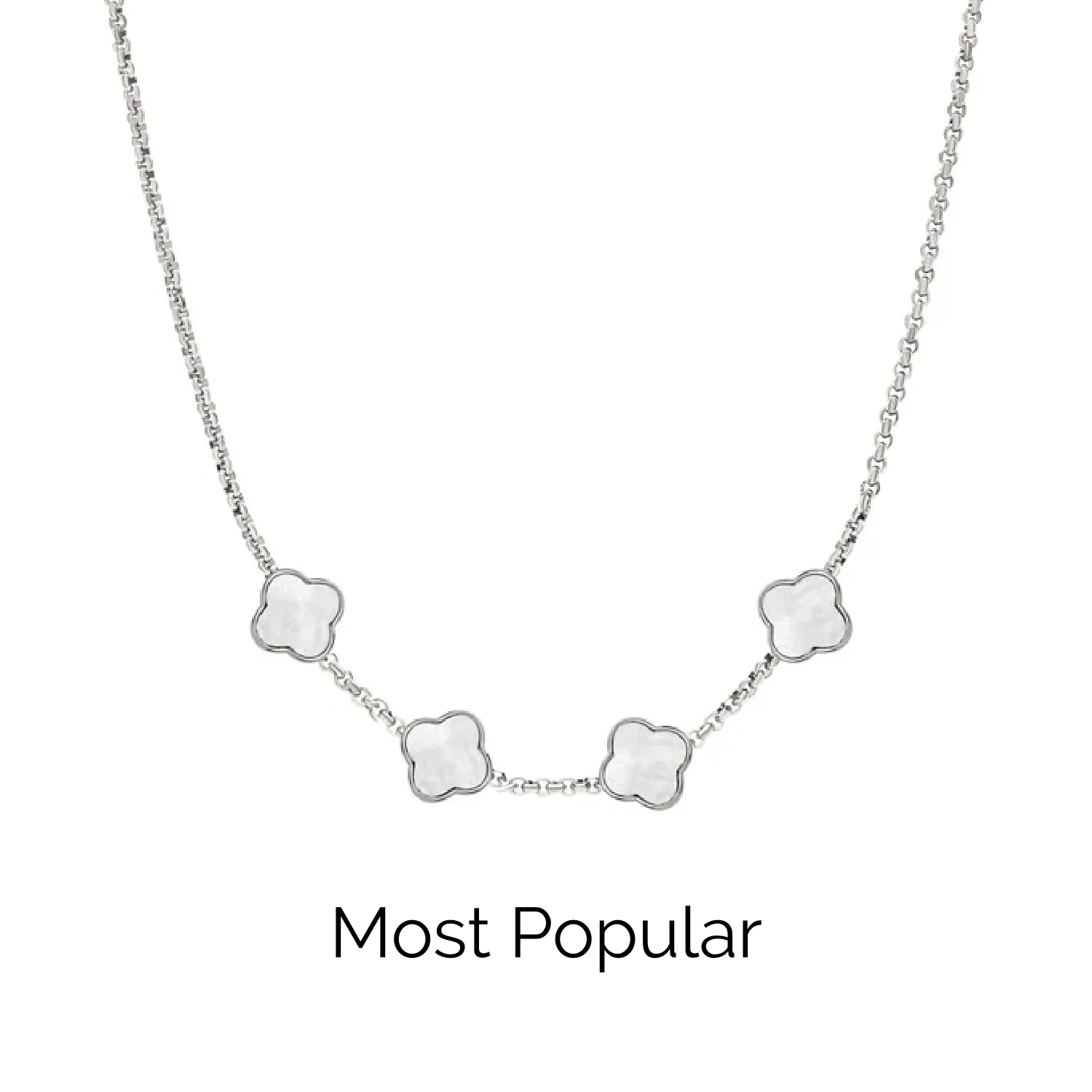 Pearl Clover Custom Name Necklace (Silver) - Image 18