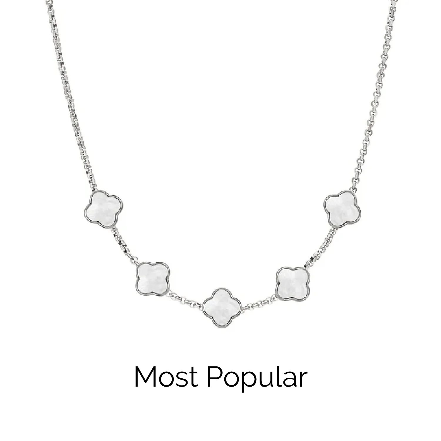 Pearl Clover Custom Name Necklace (Silver) - Image 19