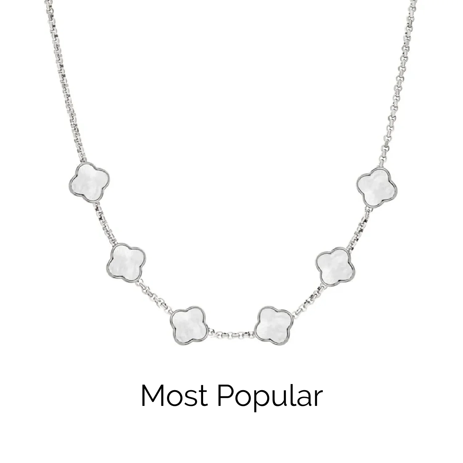 Pearl Clover Custom Name Necklace (Silver) - Image 20