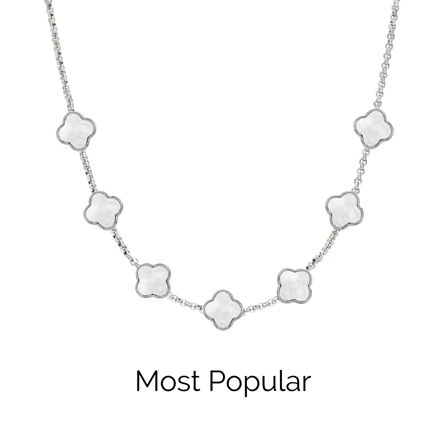 Pearl Clover Custom Name Necklace (Silver) - Image 21