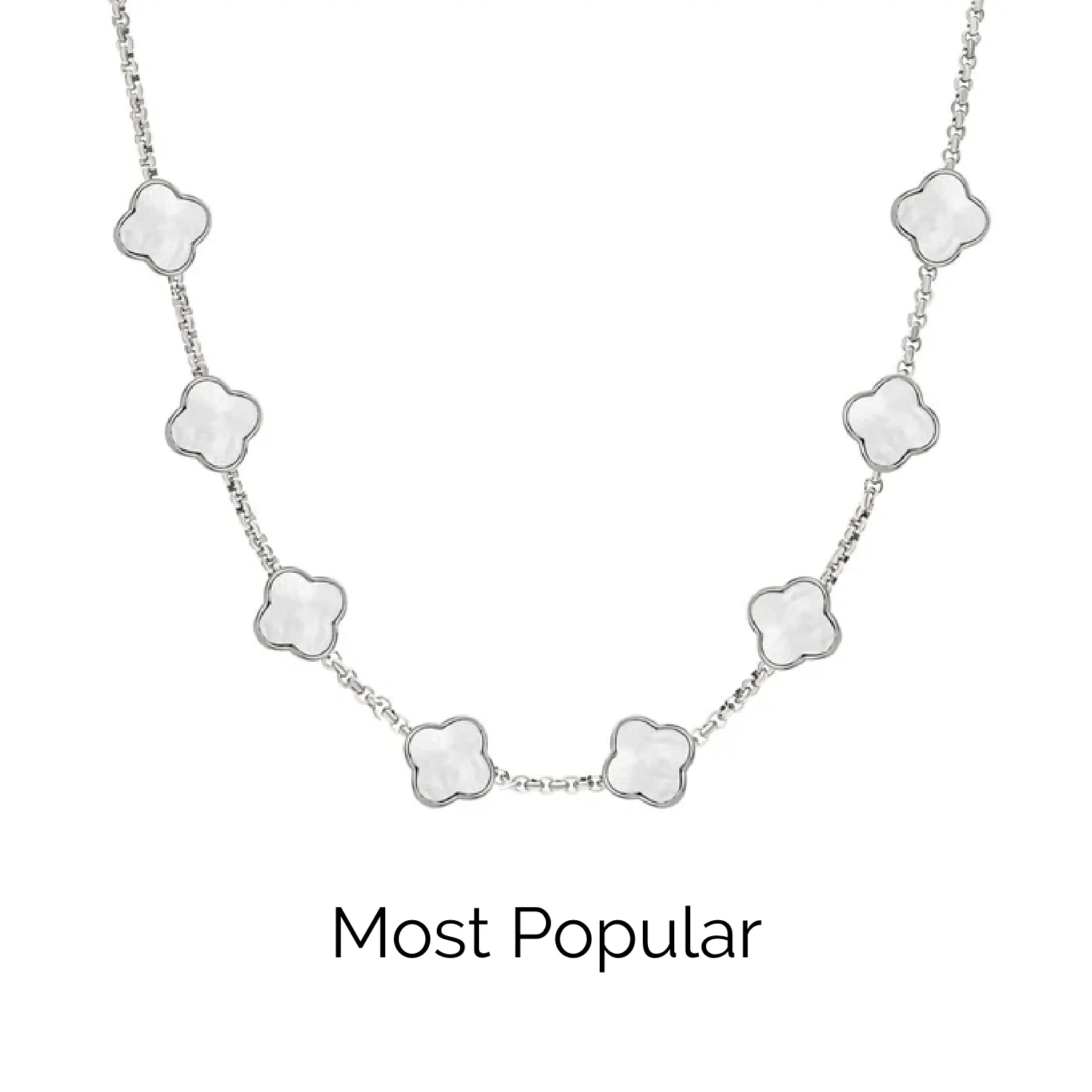 Pearl Clover Custom Name Necklace (Silver) - Image 22