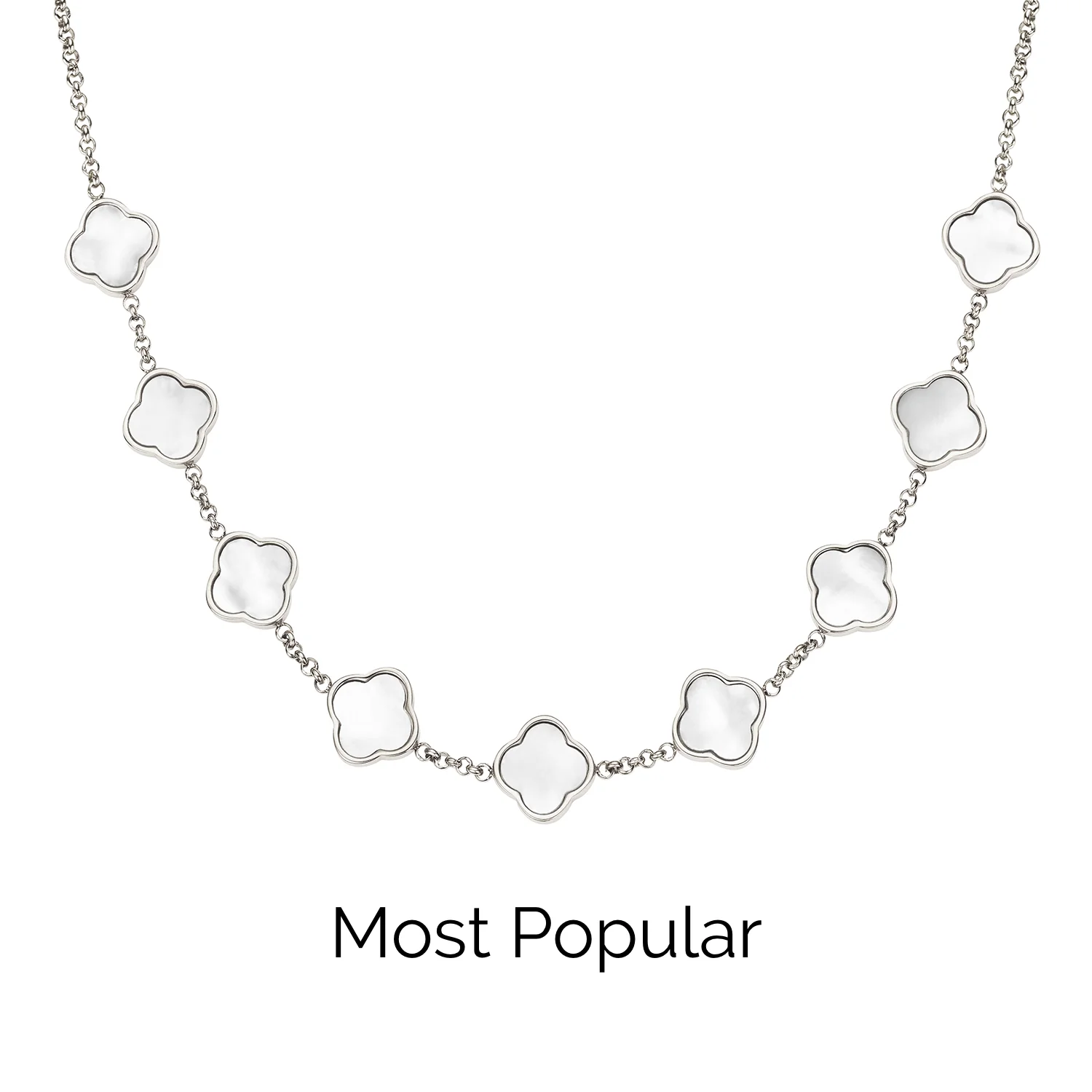 Pearl Clover Custom Name Necklace (Silver) - Image 23