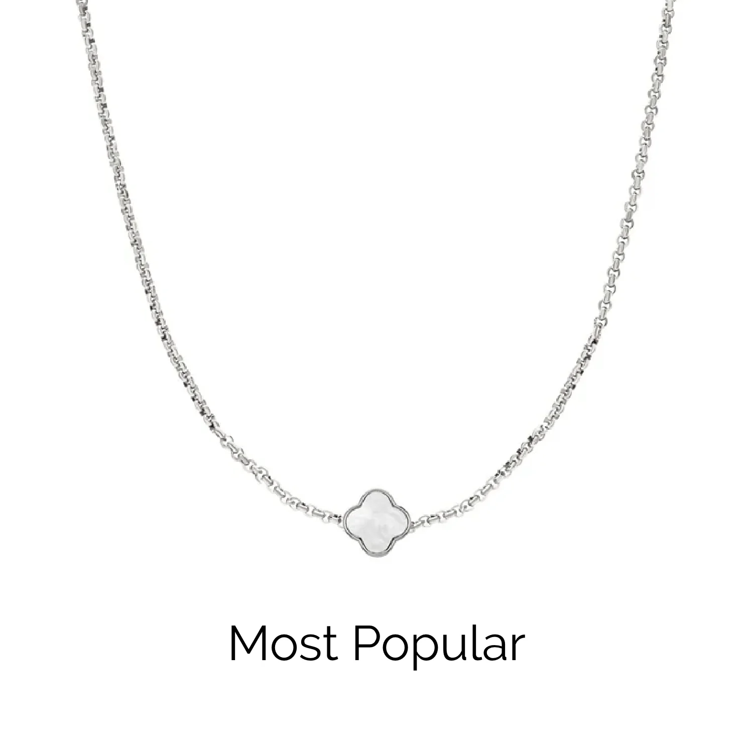 Pearl Clover Custom Name Necklace (Silver) - Image 25