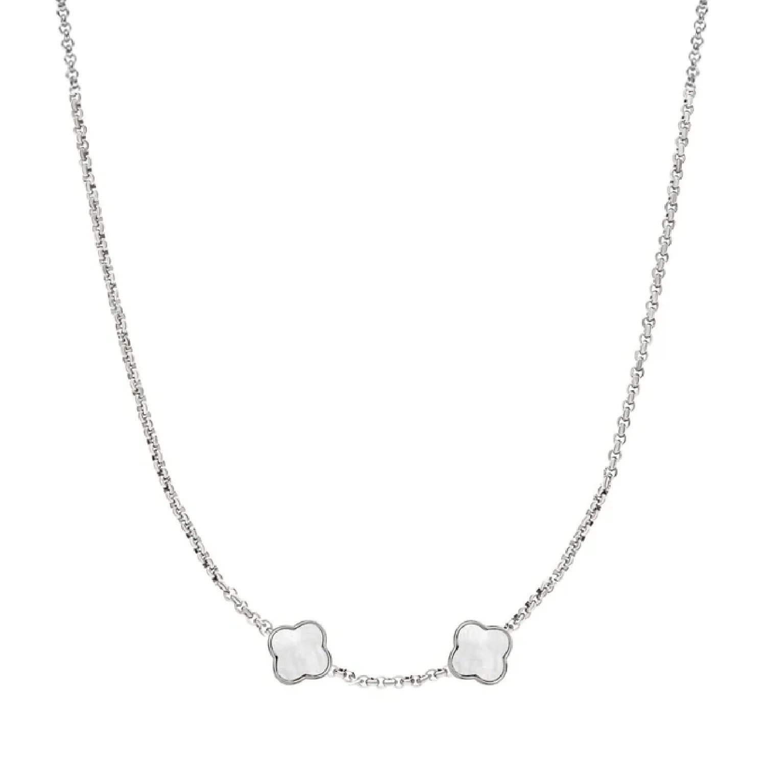 Pearl Clover Custom Name Necklace (Silver) - Image 26