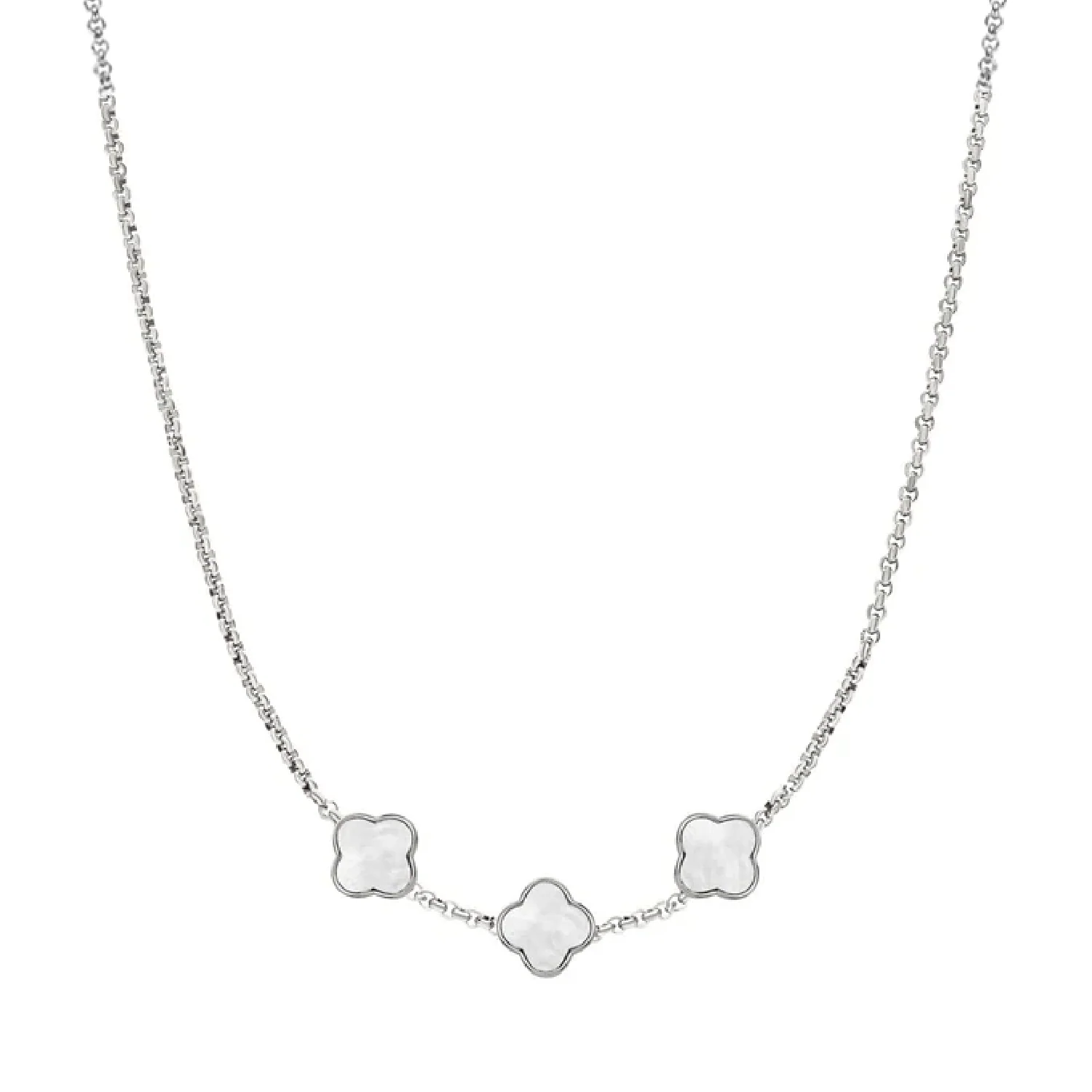 Pearl Clover Custom Name Necklace (Silver) - Image 27
