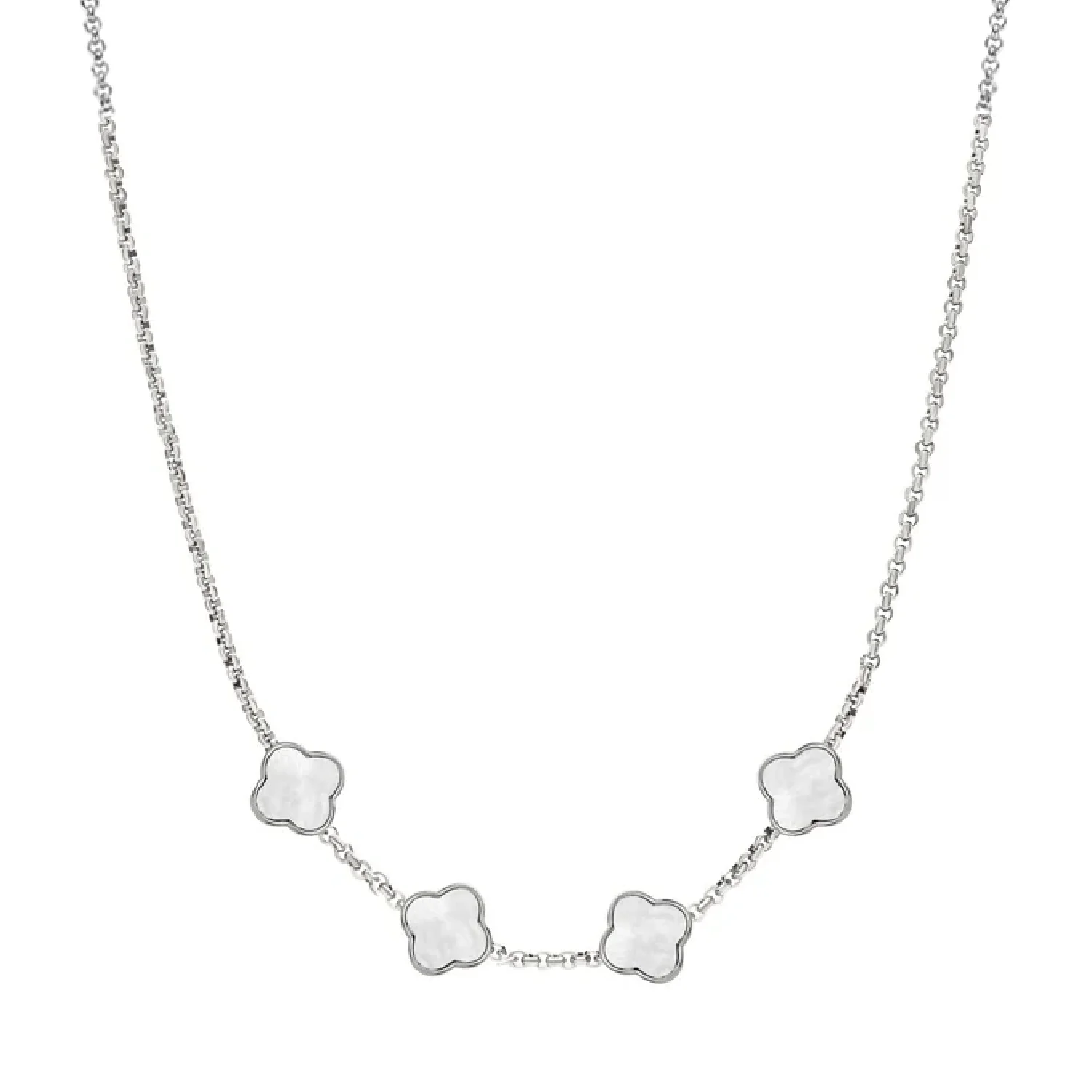 Pearl Clover Custom Name Necklace (Silver) - Image 28