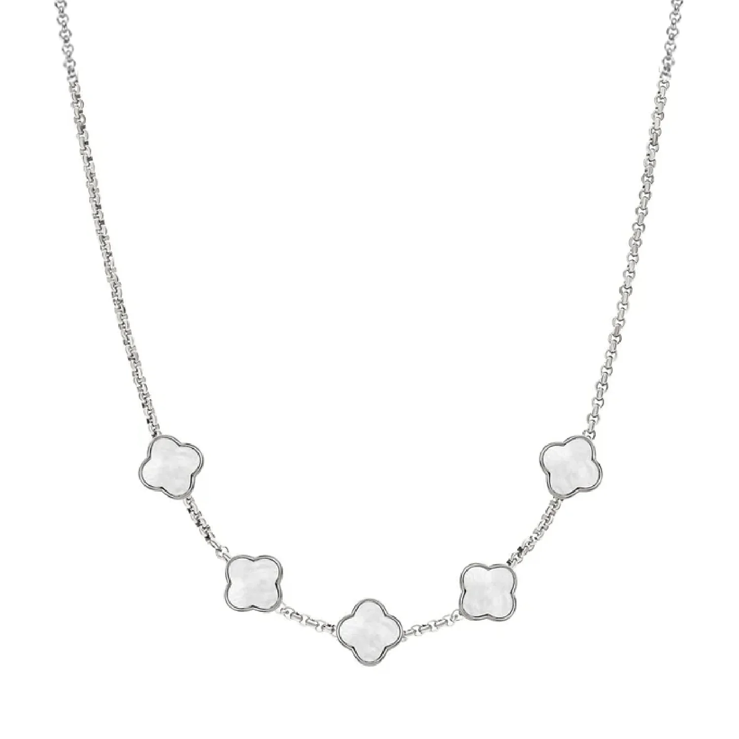 Pearl Clover Custom Name Necklace (Silver) - Image 29