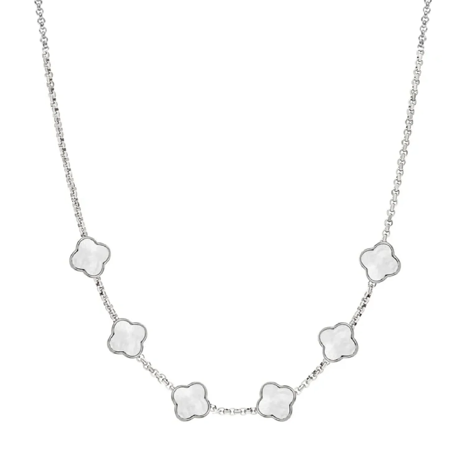 Pearl Clover Custom Name Necklace (Silver) - Image 30