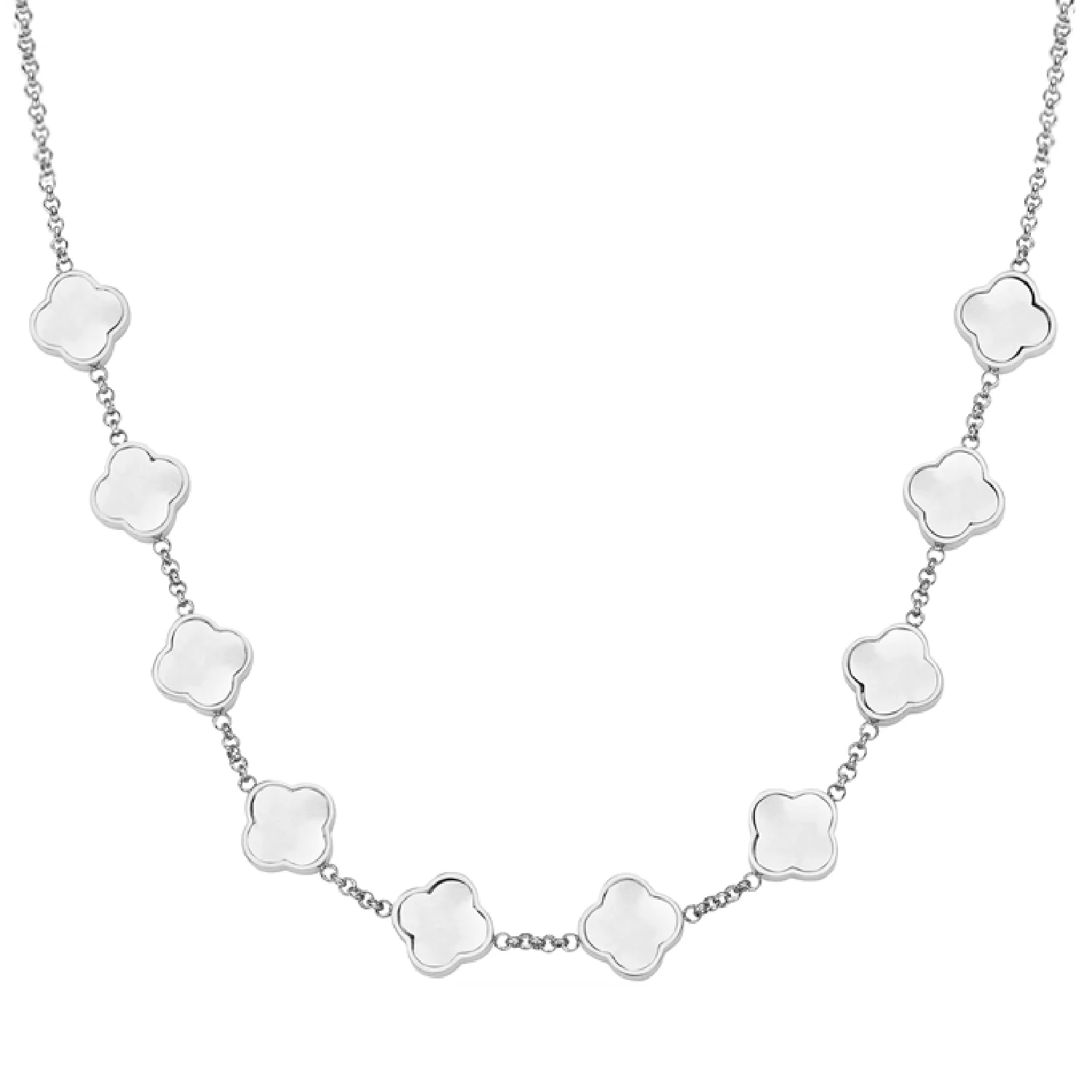 Pearl Clover Custom Name Necklace (Silver) - Image 34