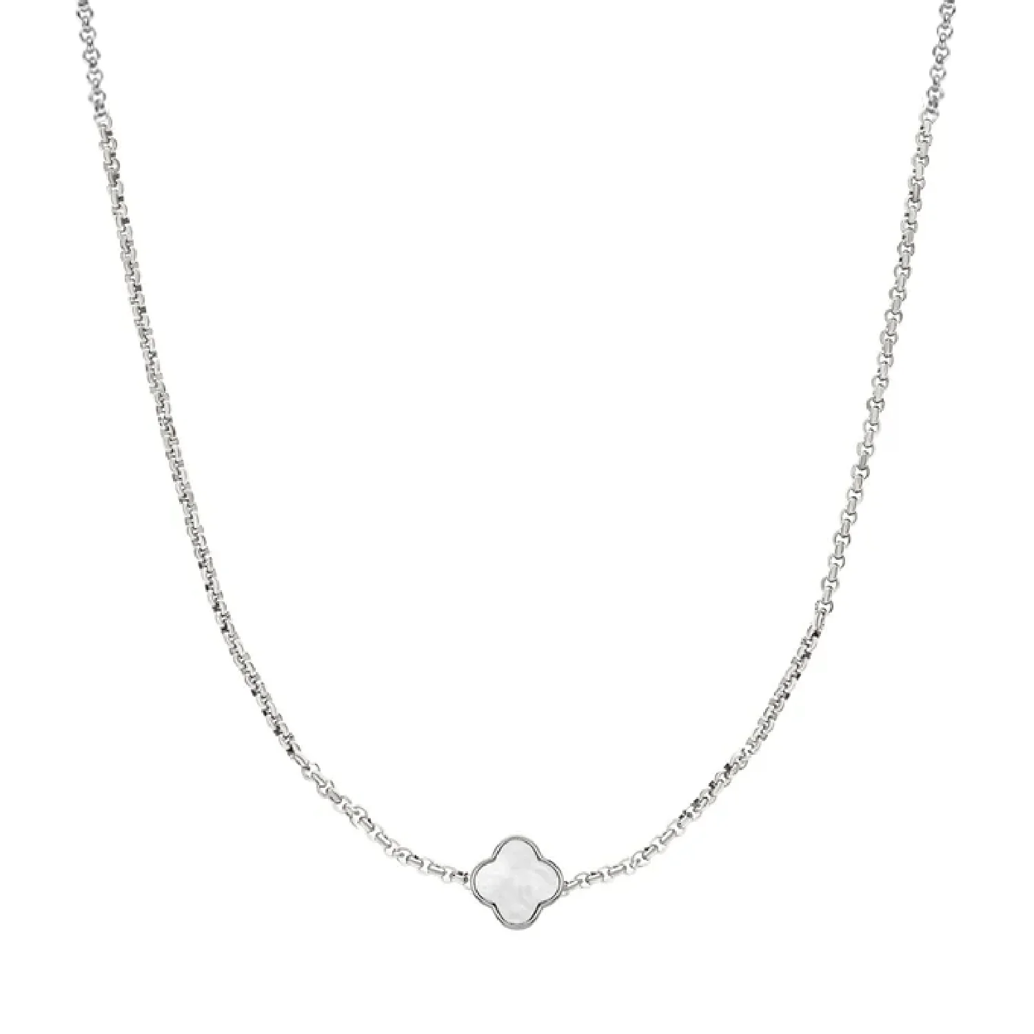 Pearl Clover Custom Name Necklace (Silver) - Image 35