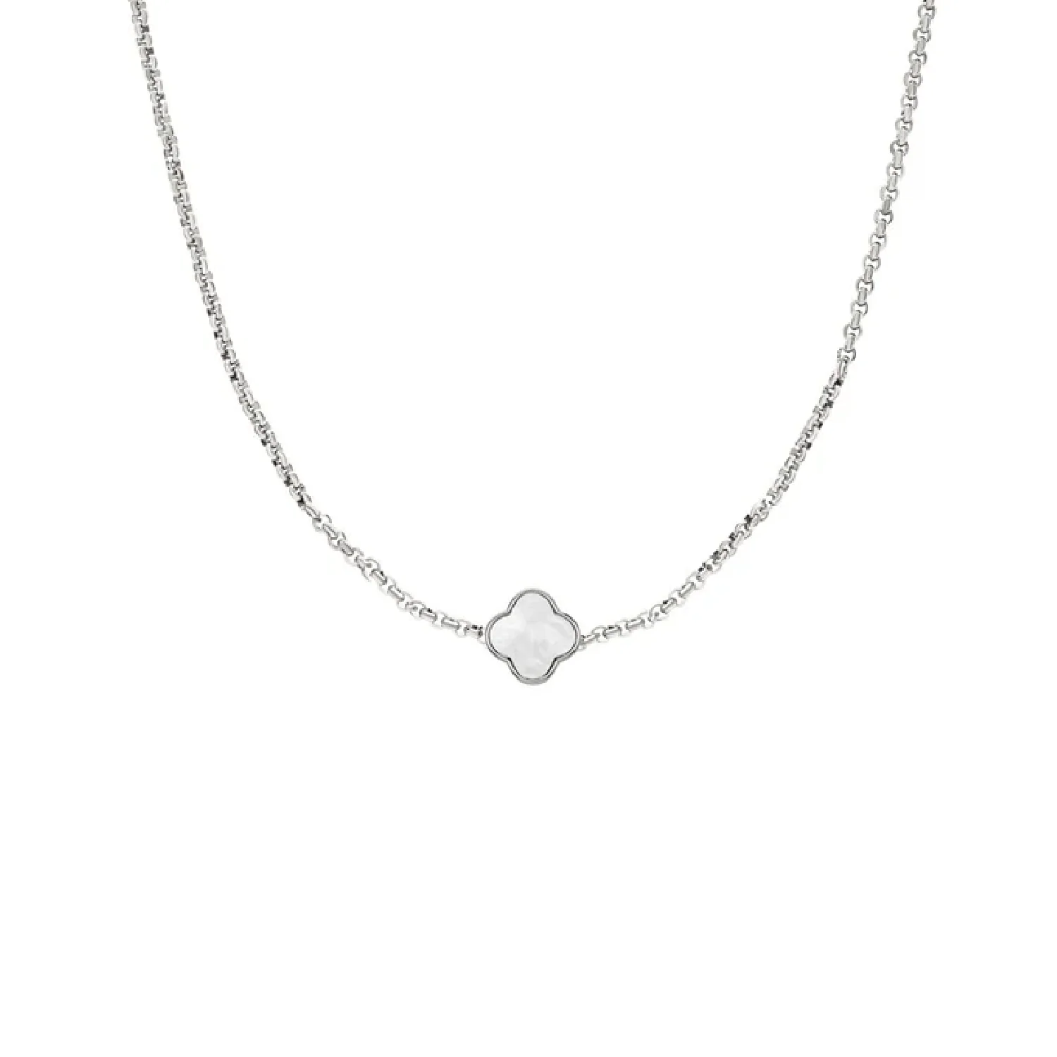 Pearl Clover Custom Name Necklace (Silver) - Image 37