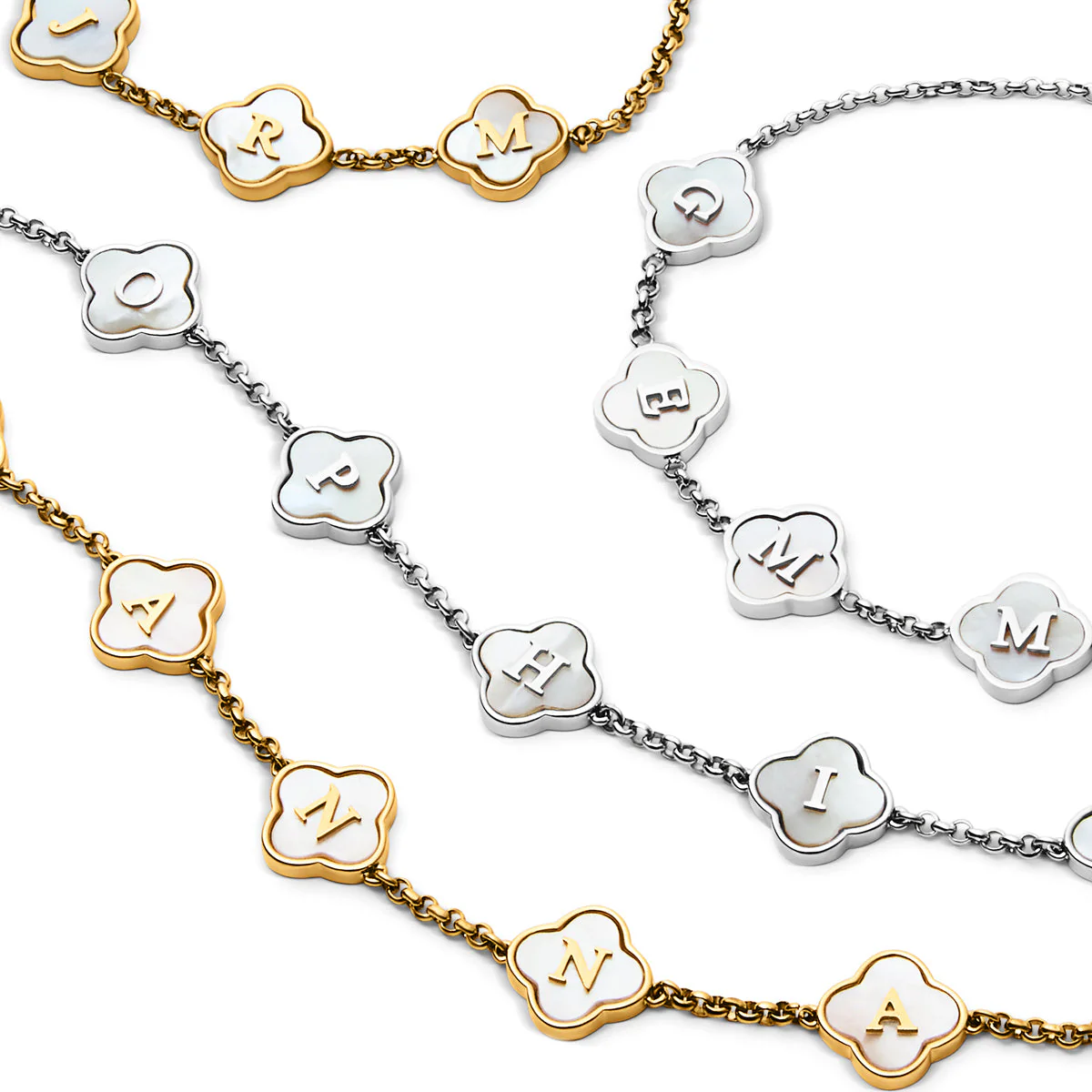 Pearl Clover Custom Name Necklace (Silver) - Image 4